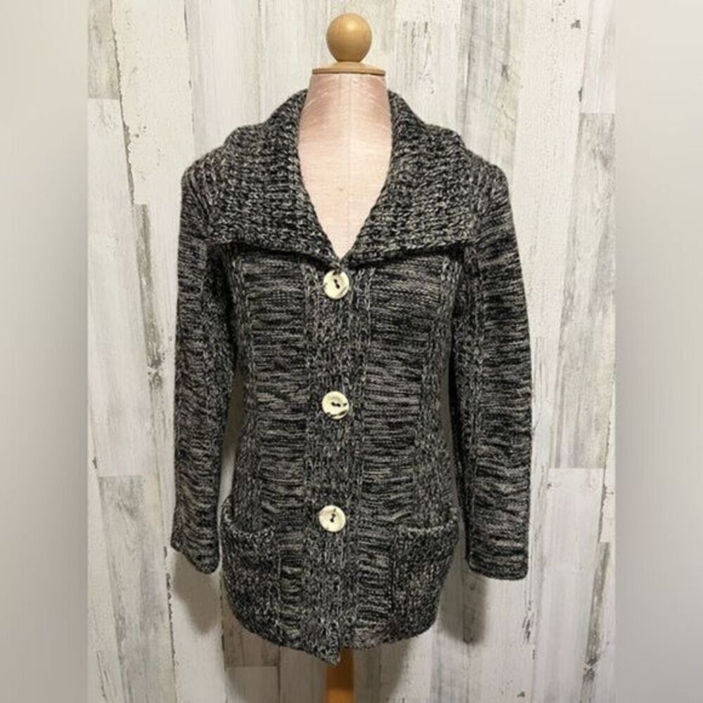 Vintage Marled Knit Wool Cardigan Grandma Sweater Layers