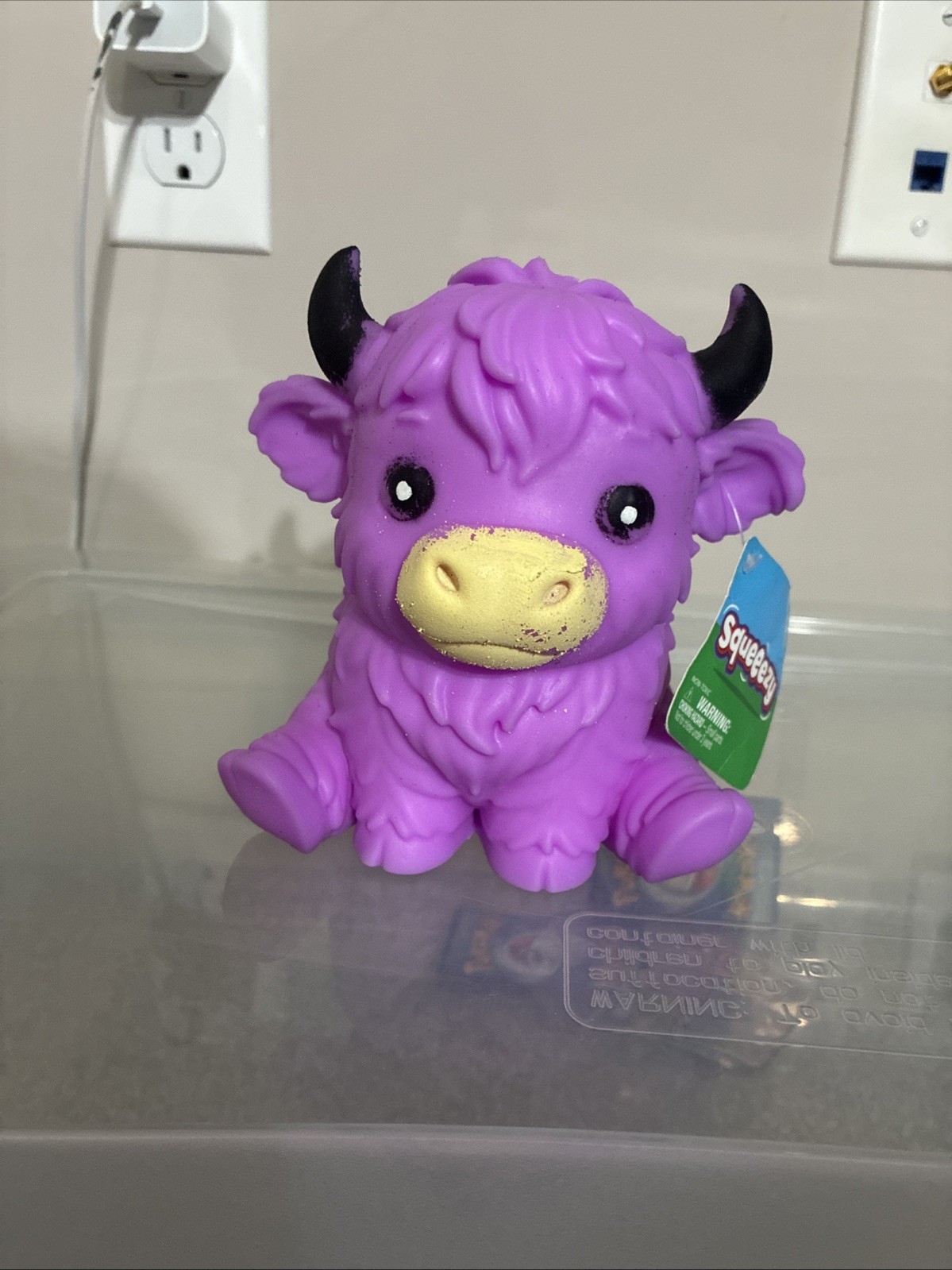 Squeezezy Purple Highland Cow Bull Squishy Toy Horns NEW