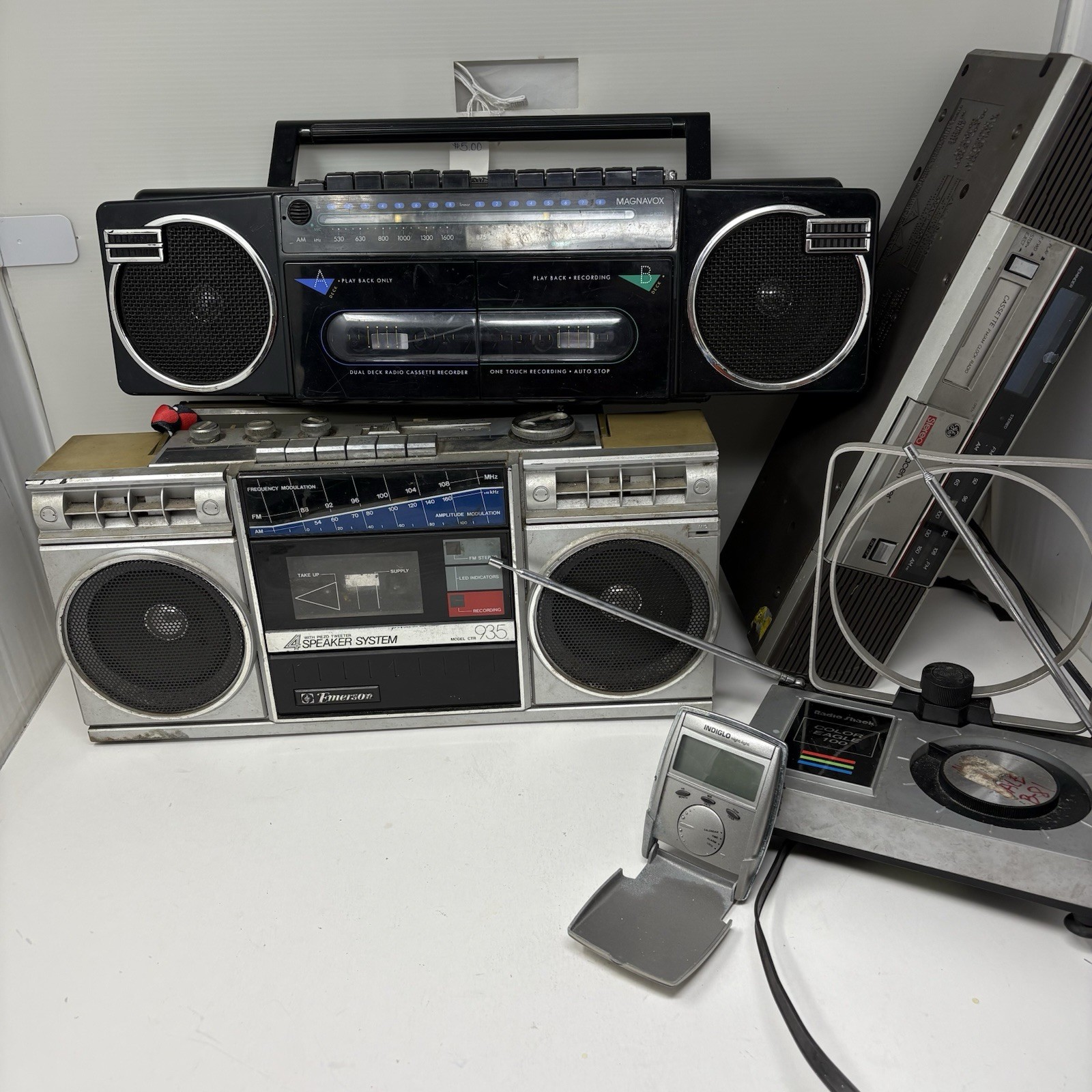 6-Vintage Electronics Boombox Radio Emerson Magnavox Radio Shack UNTESTED/PARTS