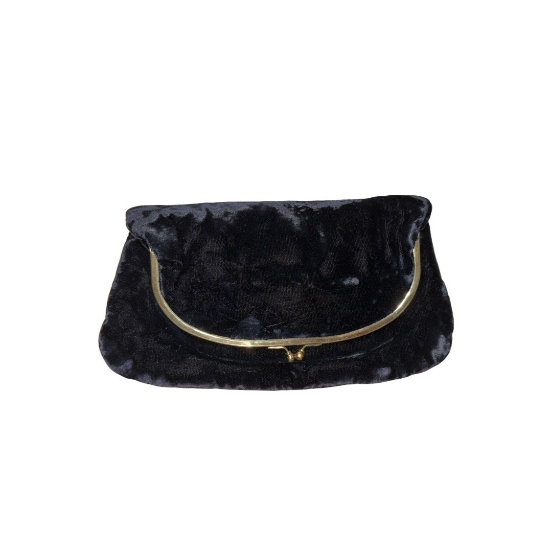 Vintage Ingber & Co. Black Velvet Kisslock Clutch Purse Vintage Ingber & Co. Black Velvet Kisslock Clutch Purse