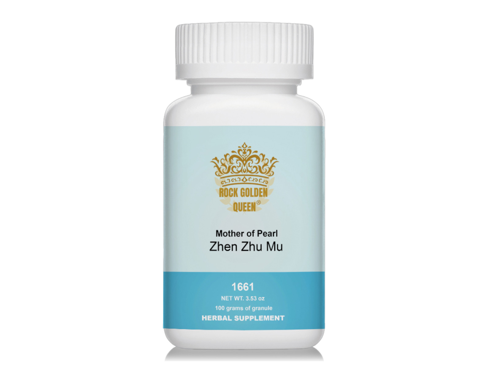 Rock Golden Queen Mother of Pearl (Zhen Zhu Mu) Herbal Granule, 100 Grams/Bottle Rock Golden Queen Mother of Pearl (Zhen Zhu Mu) Herbal Granule, 100 Grams/Bottle