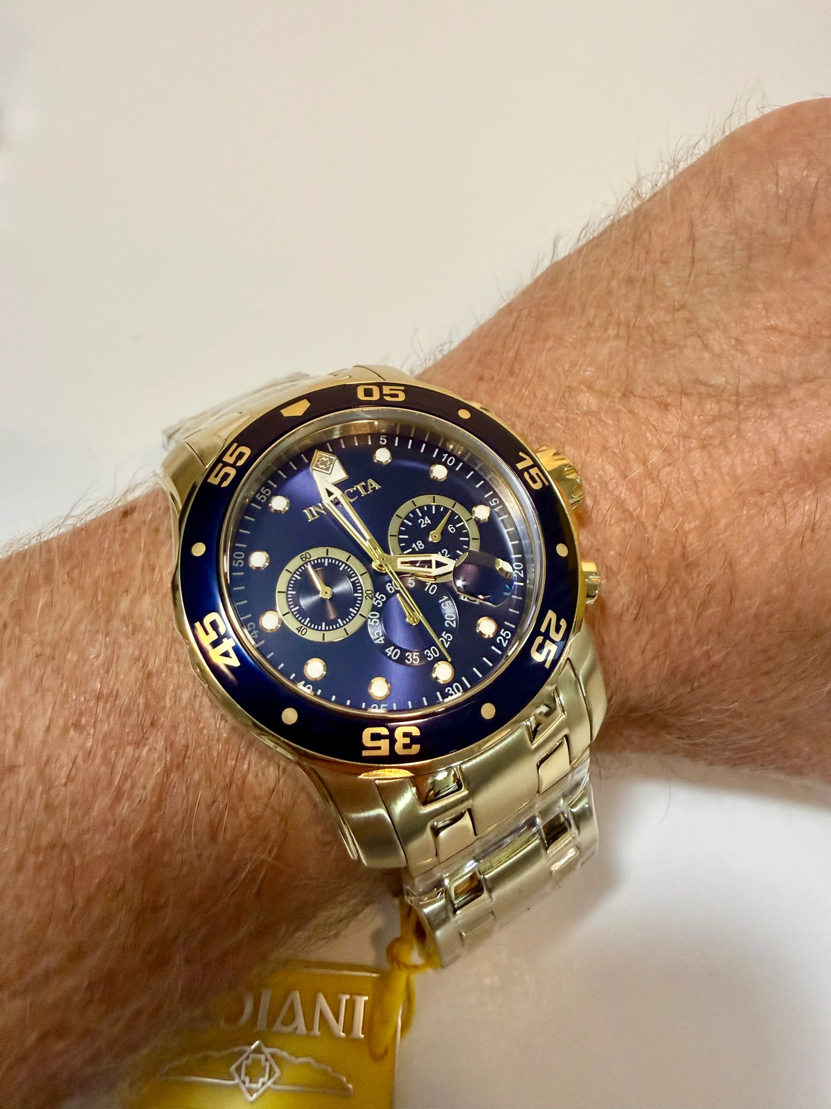 Invicta Pro Diver SCUBA 48mm Gold Blue Chronograph Mens Watch 0073 100M