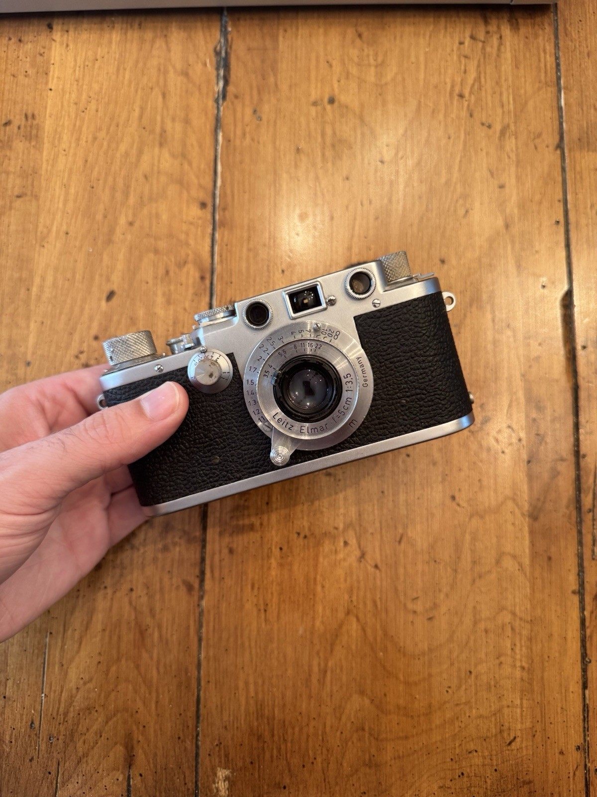 Leica IIIF Rangefinder Film Camera With Leitz Elmar 5cm 50mm F3.5 Lens