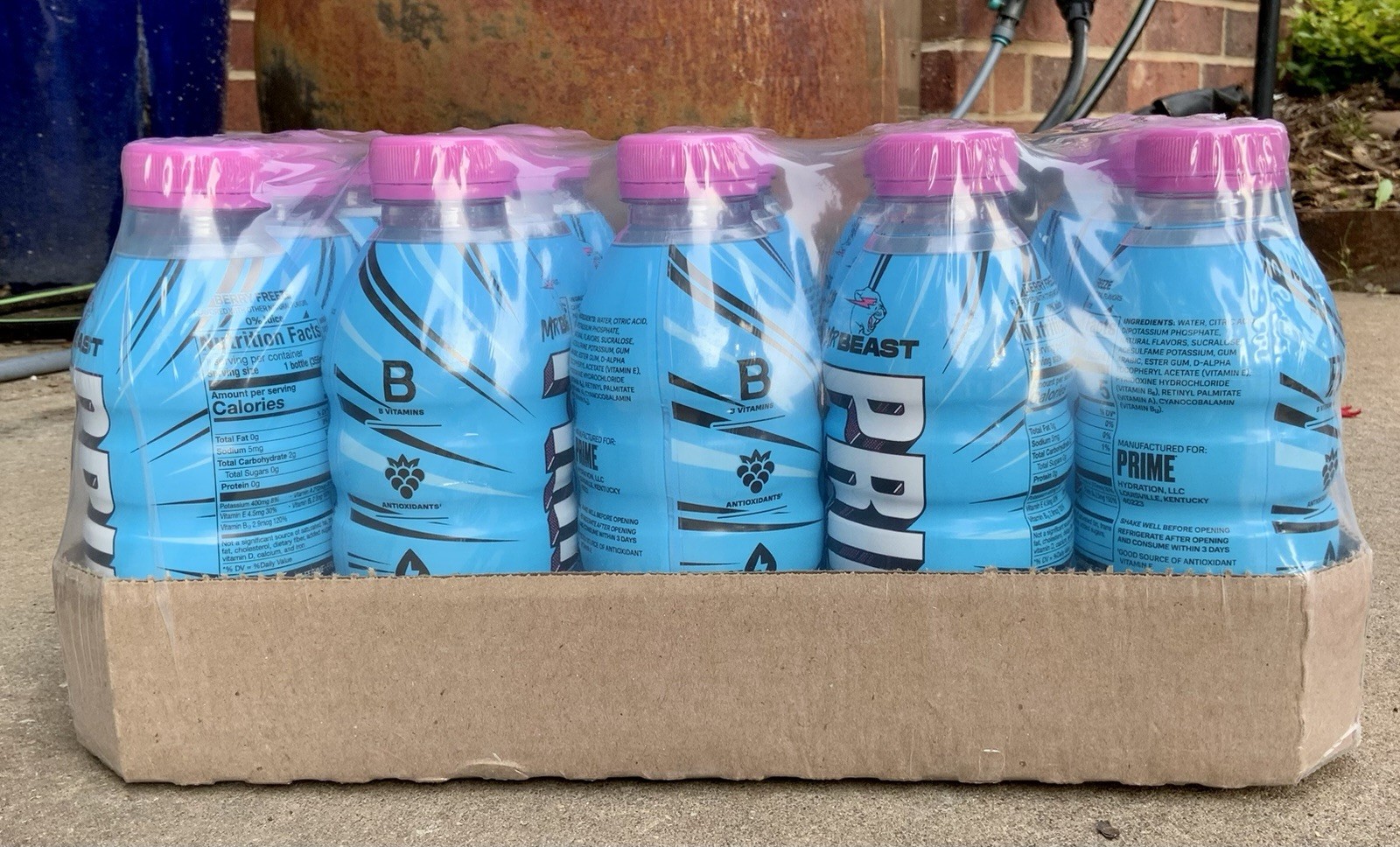MrBeast Prime Hydration Blueberry Freeze 12oz Case of 15 Sealed