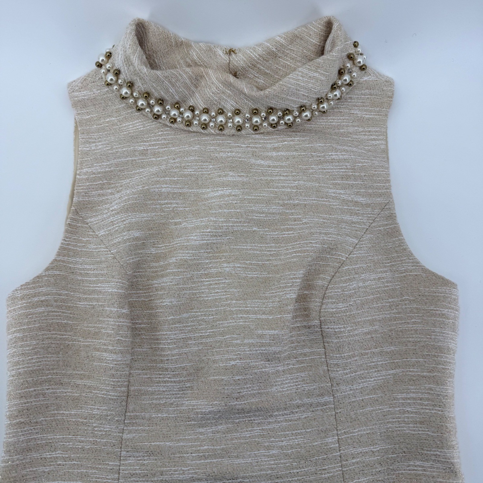 Lilly Pulitzer Gold Metallic Tweed Pearl Neck Shift Dress Size 6 Lilly Pulitzer Gold Metallic Tweed Pearl Neck Shift Dress Size 6