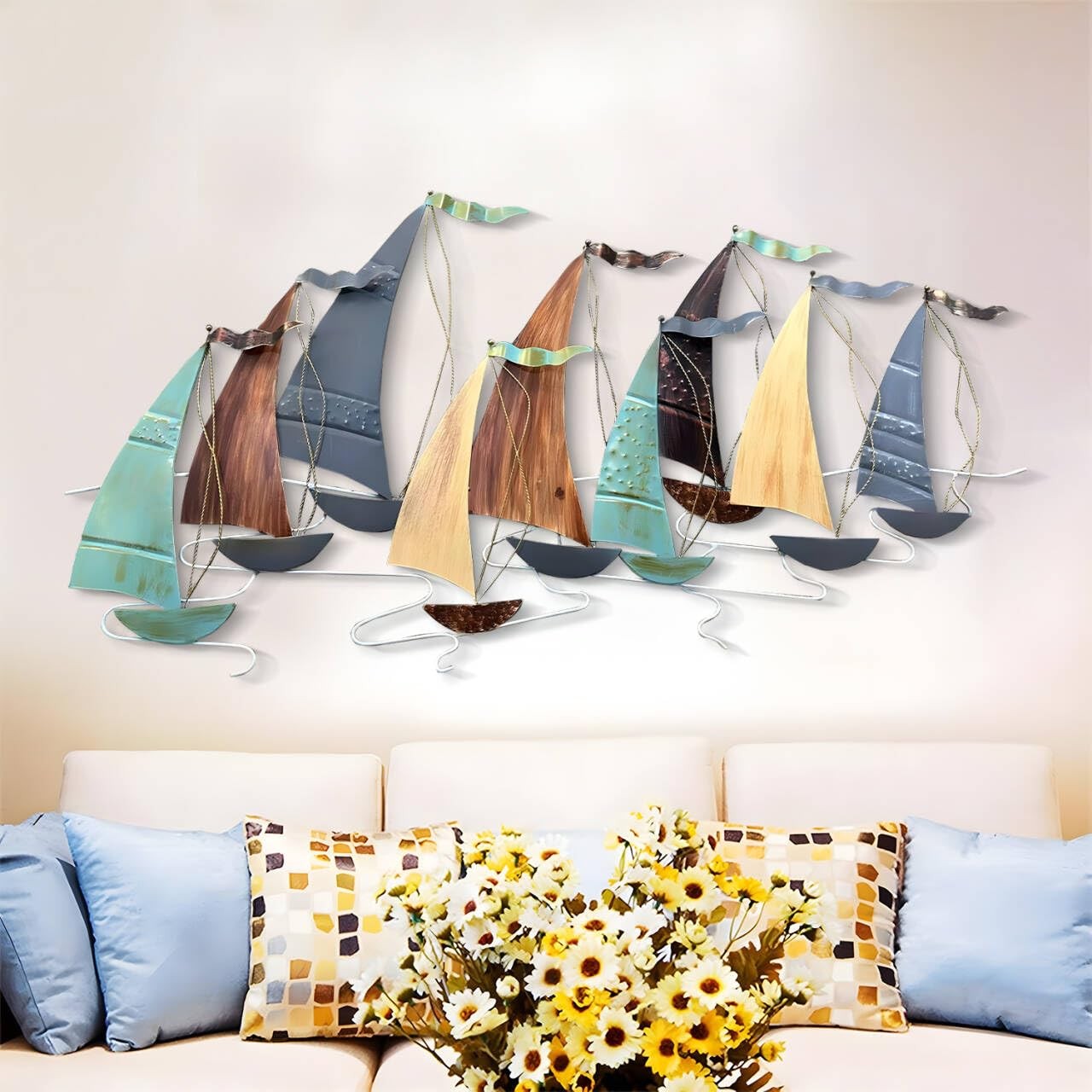Edaknez Large Metal Sailboat Wall Decor, 51\