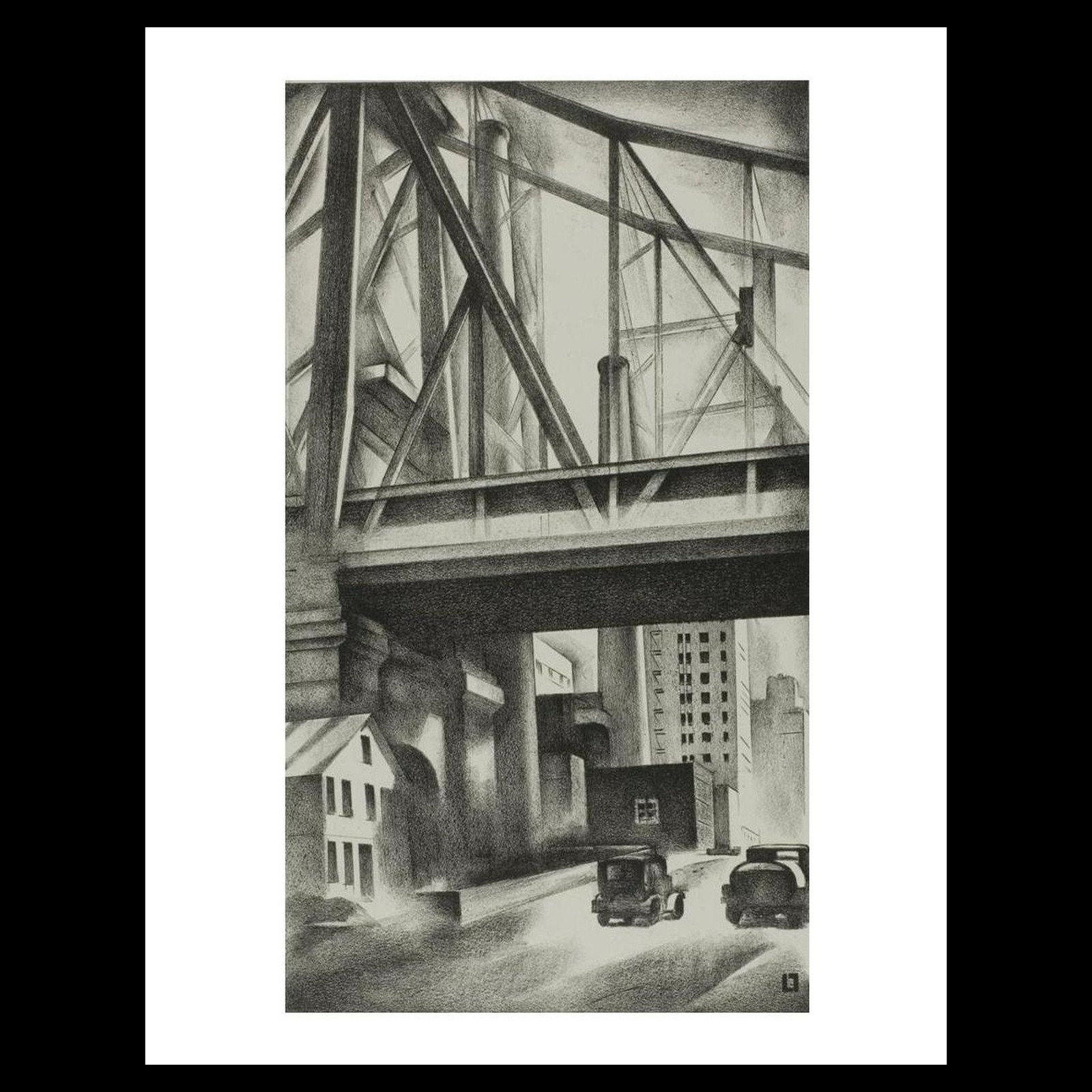Louis Lozowick - Under the Bridge (1930) Art Card Print