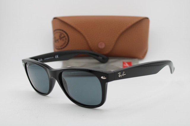 NEW RAY-BAN RB2132 NEW WAYFARER POLISHED BLACK CUSTOM AUTHENTIC SUNGLASSES 54-18