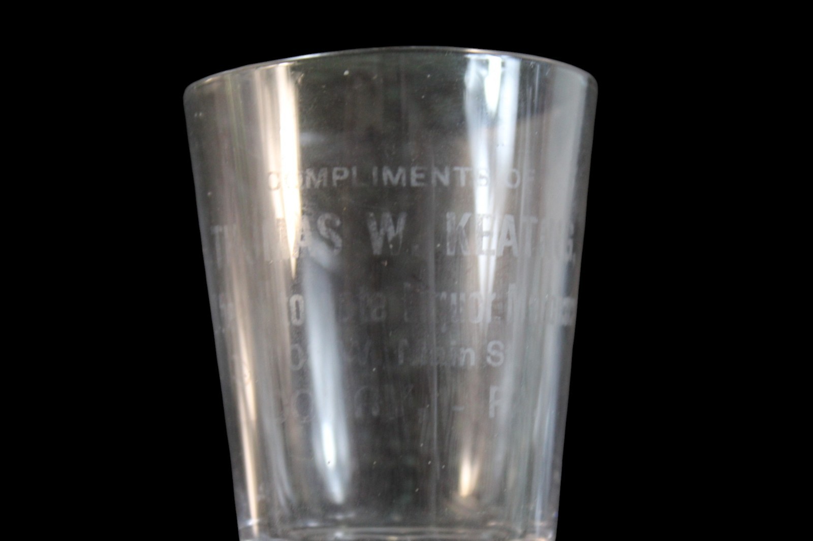 Antique Thomas Keating Liquor Merchant Corry Pennsylvania Whiskey Shot Glass Antique Thomas Keating Liquor Merchant Corry Pennsylvania Whiskey Shot Glass