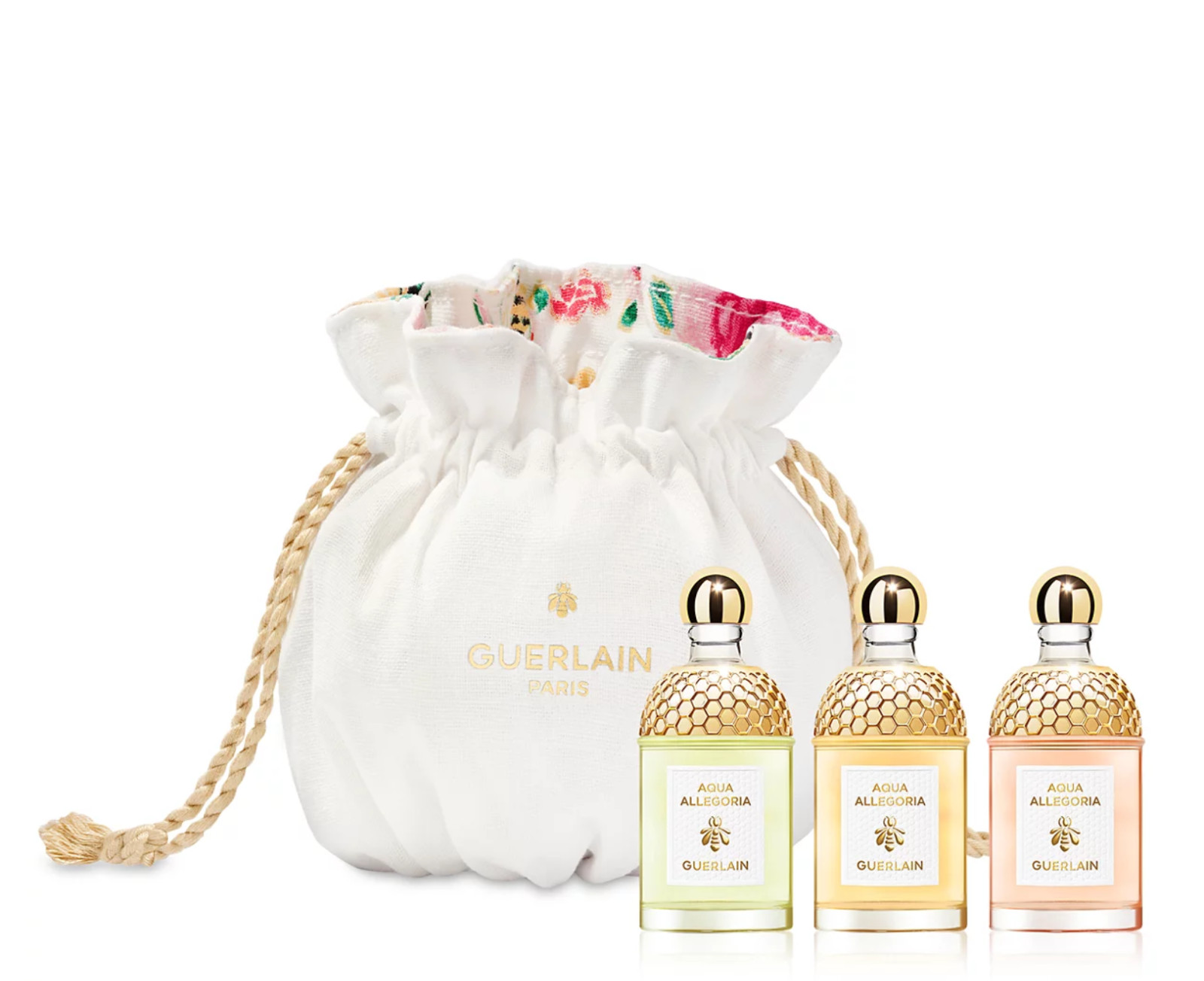 Guerlain Aqua Allegoria 3pc Eau De Toilette Mini Splash Set 7.5ml 0.25oz & Pouch