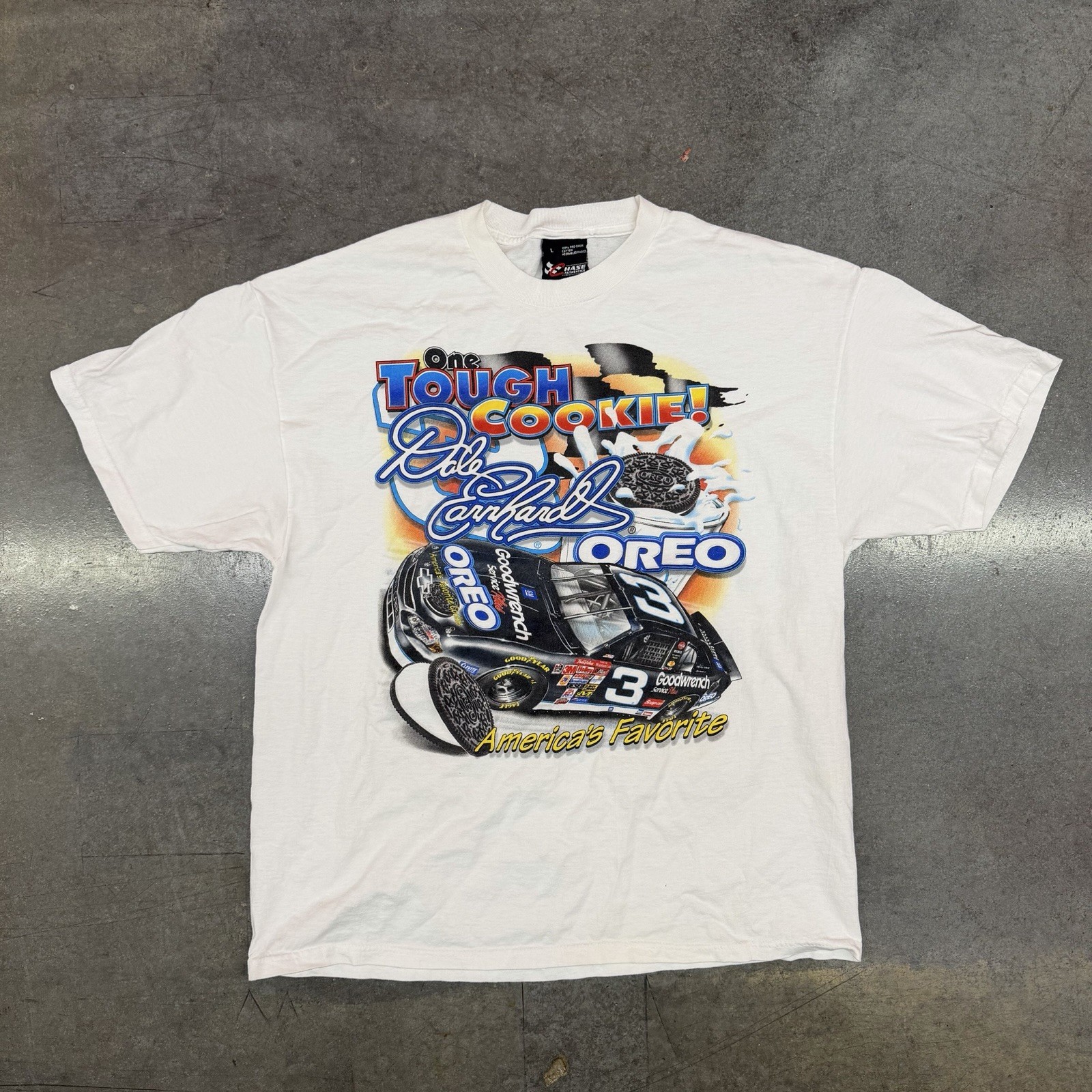 VTG Official Chase Authentic Dale Earnhardt One Tough Cookie NASCAR T-Shirt LRG