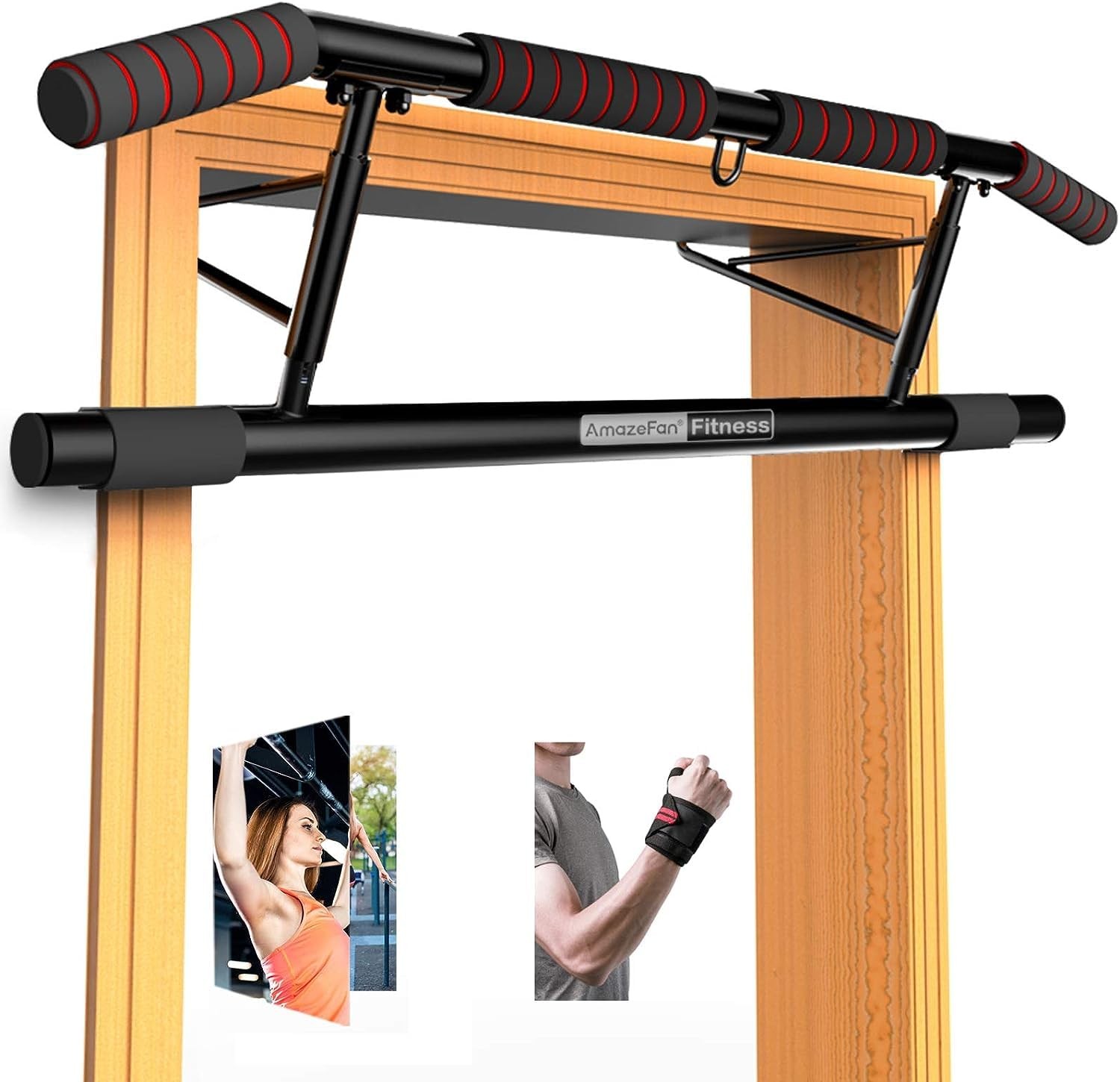 AmazeFan Pull Up Bar Doorway with Ergonomic Grip Fitness Chin Up Frame for Home