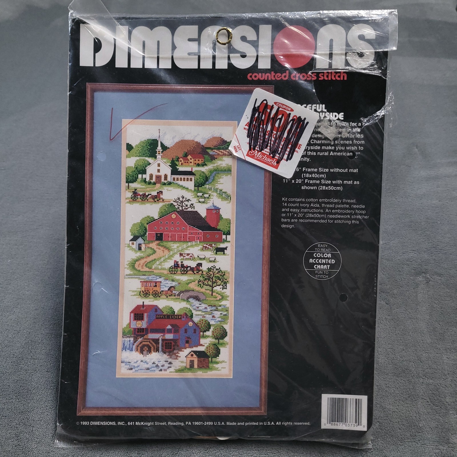 VTG Dimensions 3739 Peaceful Countryside X Stitch Kit Farm Church Mill