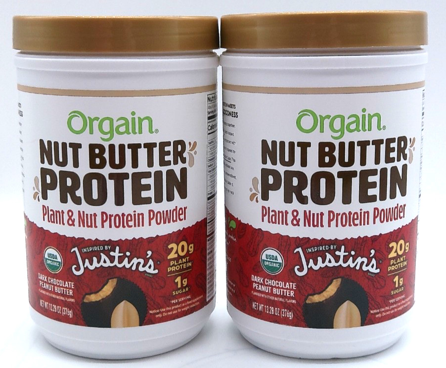 2 Orgain Nut Butter Protein Dark Chocolate Peanut Butter, 13.28 Oz. Each, 2/27+