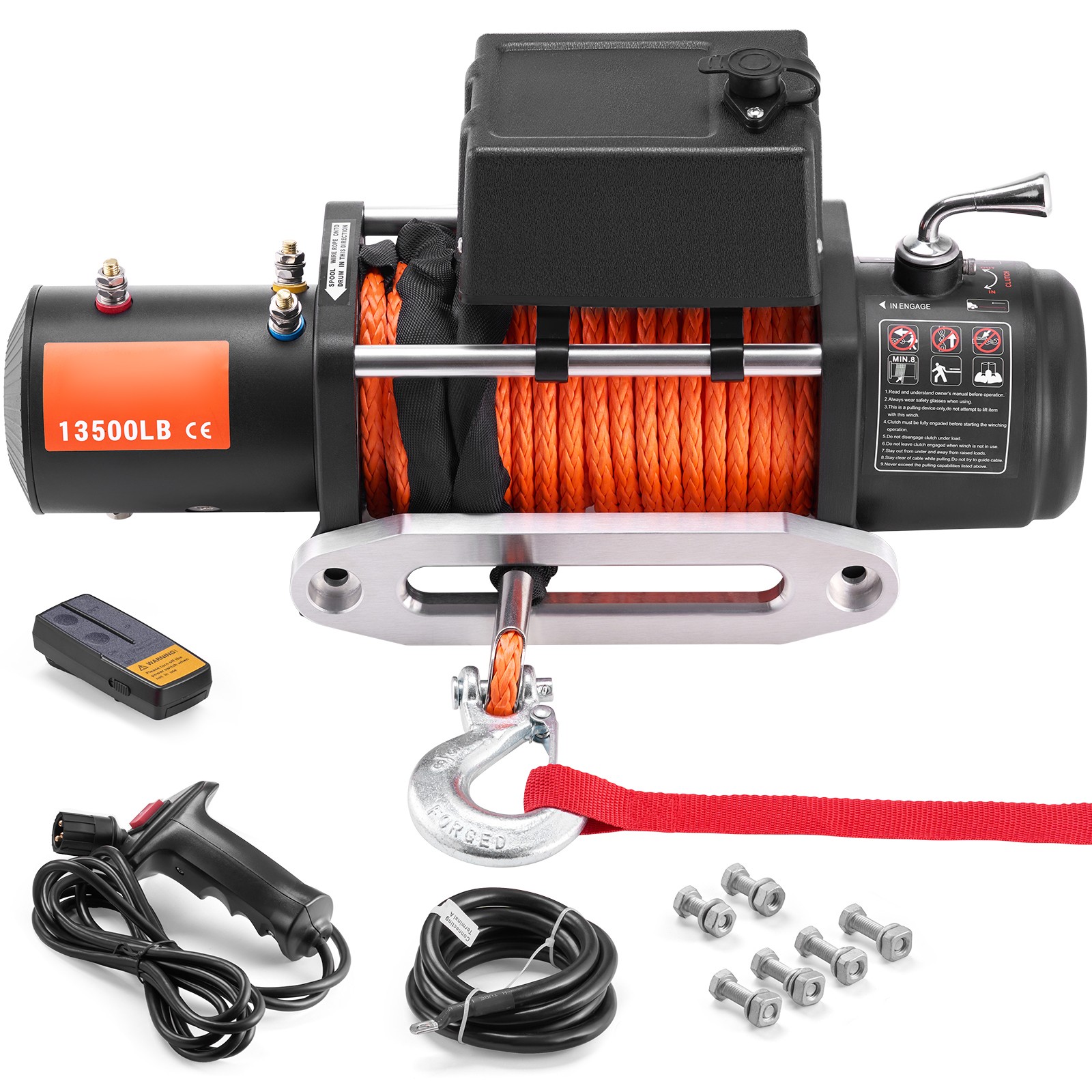 Uimoso 12V Electric Winch 13500 lbs with 80 ft Synthetic Rope for Trucks Uimoso 12V Electric Winch 13500 lbs with 80 ft Synthetic Rope for Trucks