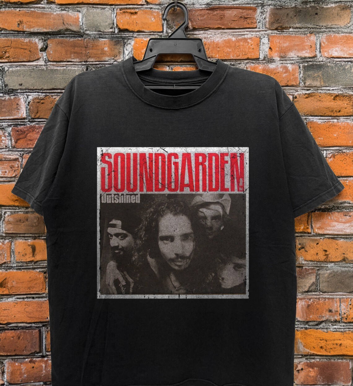 Retro Soundgarden Band Photo Unisex Black  Cotton T-Shirt S to 5XL