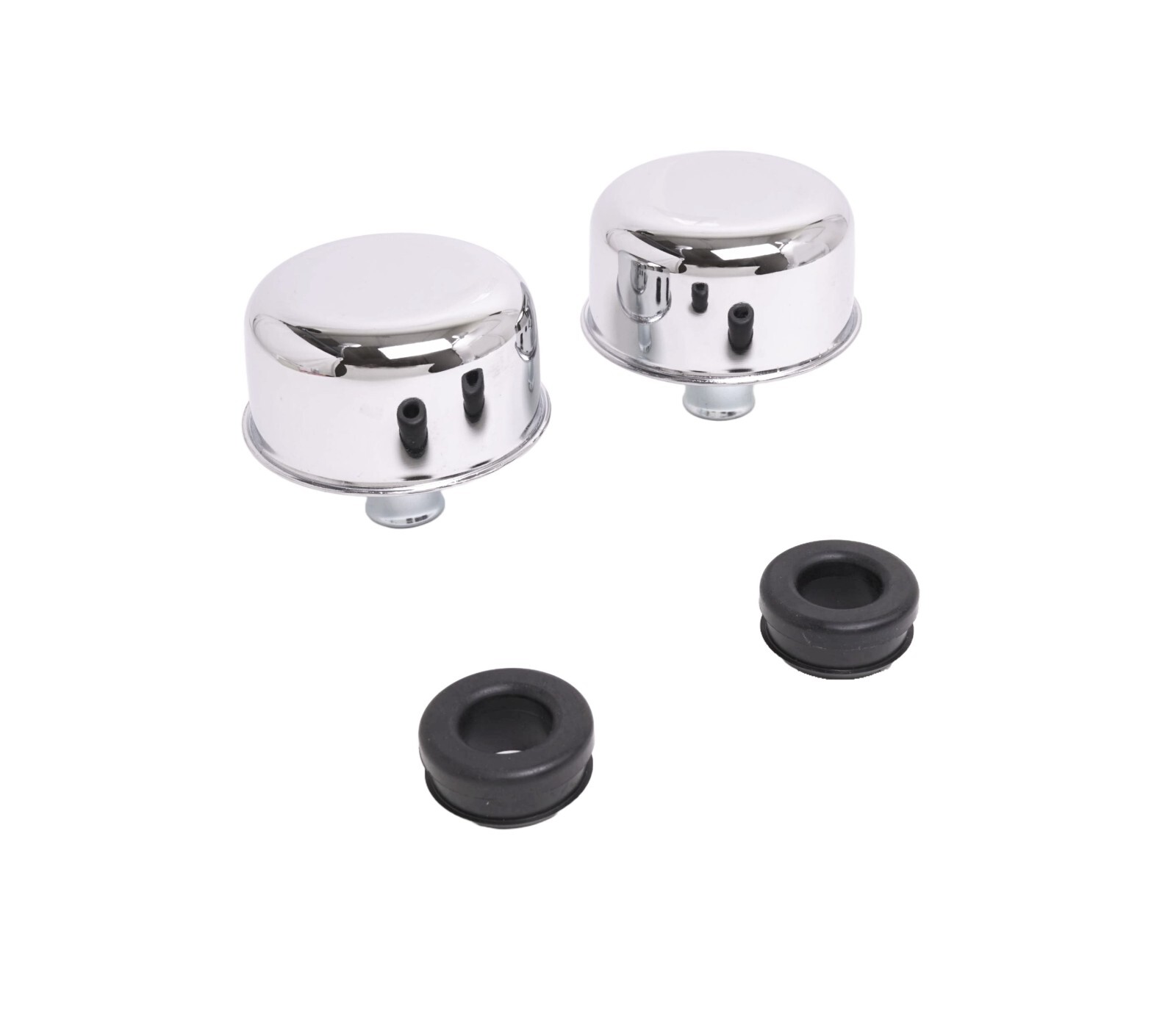 Chrome Valve Cover Push-In Breather Set 1.25