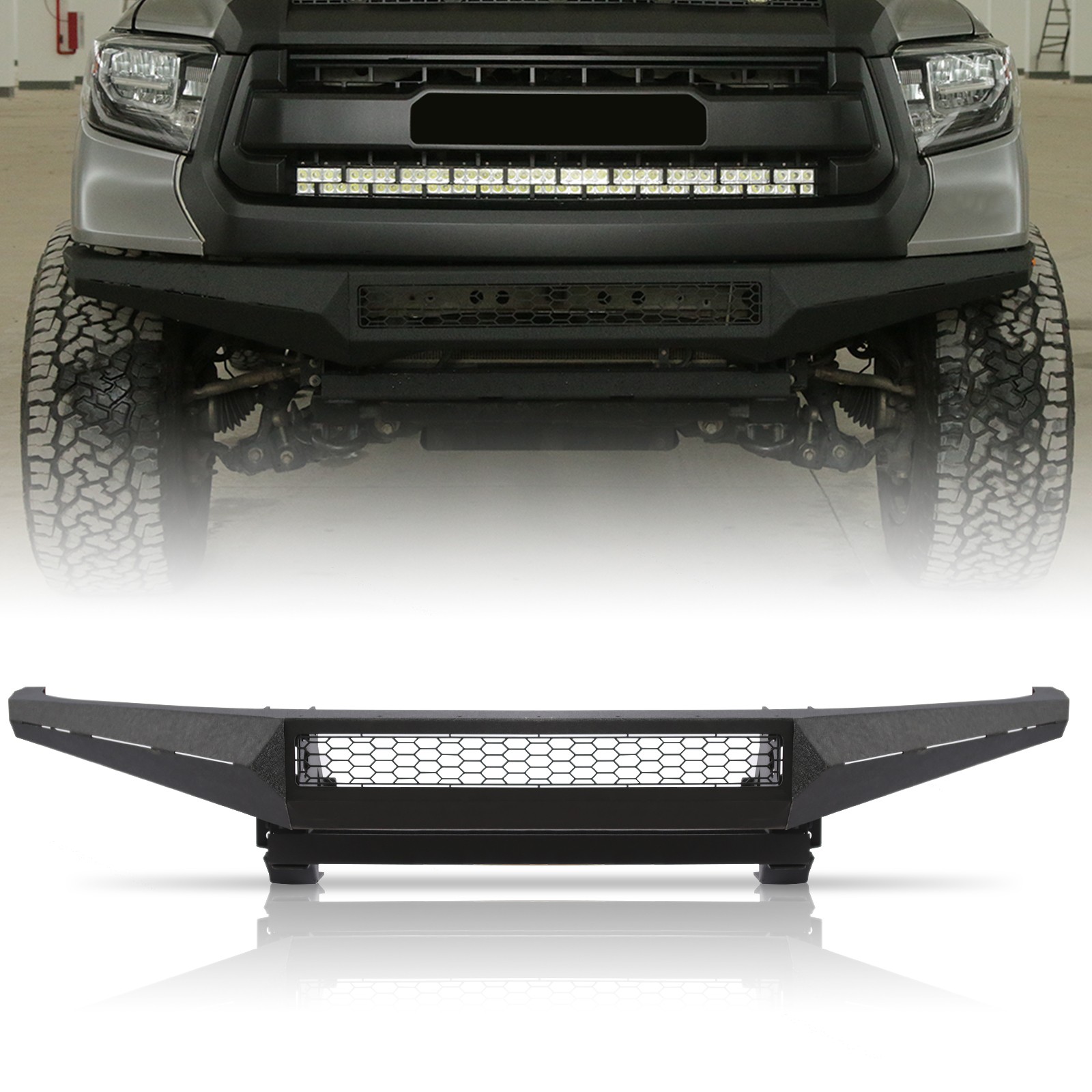Fit for 2014 - 2021 Toyota Tundra Front Carbon Steel Bumper W/ LED Corner Light