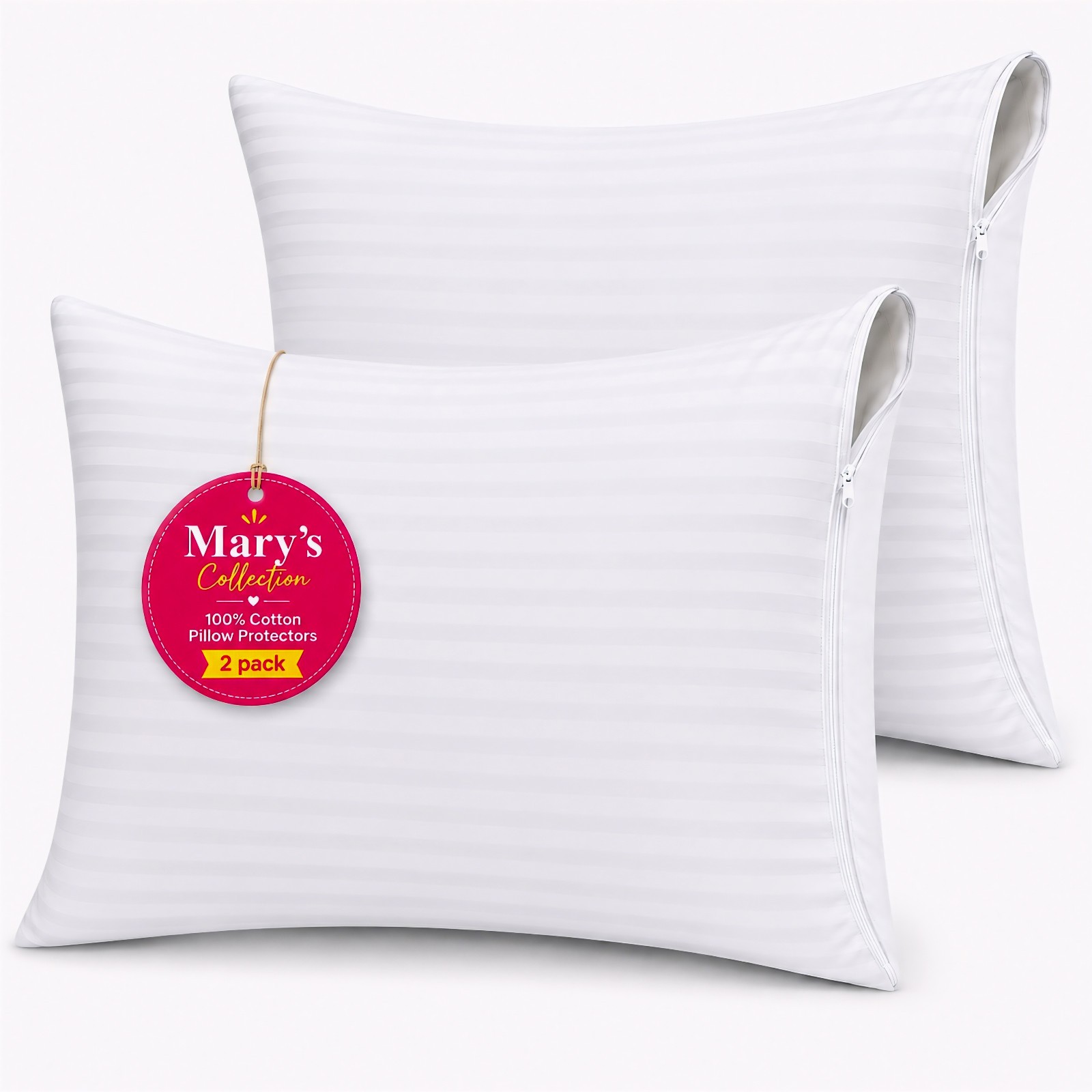 100% Egyptian Cotton Pillow Protectors with Zipper 2/4 Pack Standard Queen King 100% Egyptian Cotton Pillow Protectors with Zipper 2/4 Pack Standard Queen King