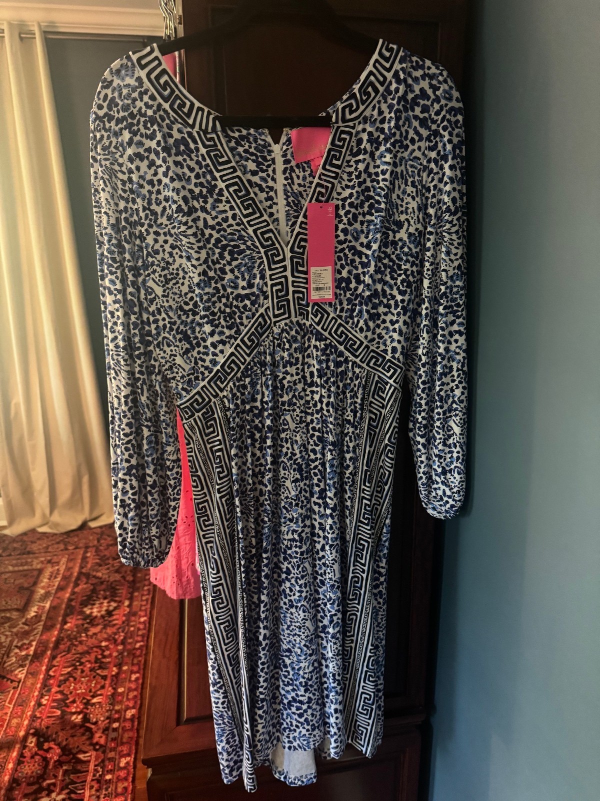 NWT Lilly Pulitzer Disney Parks Wexlee 3/4 Sleeve Dress Size 8 Blue/Resort White