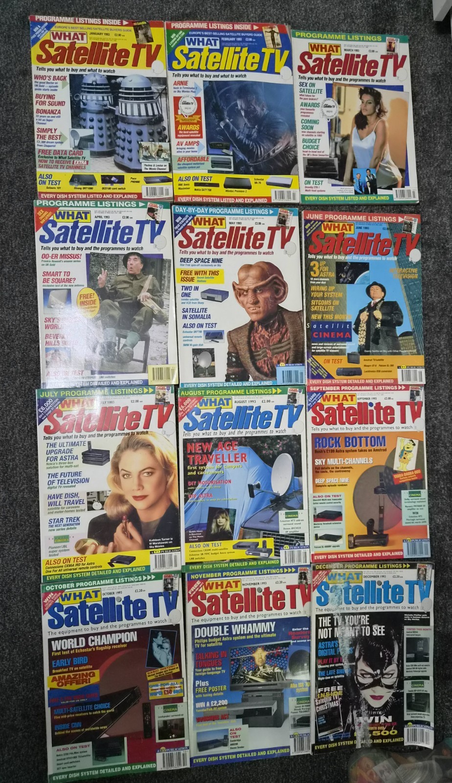1993 What TV Satellite Magazines x 12 Full Set Vintage Rare Retro Jan-December 