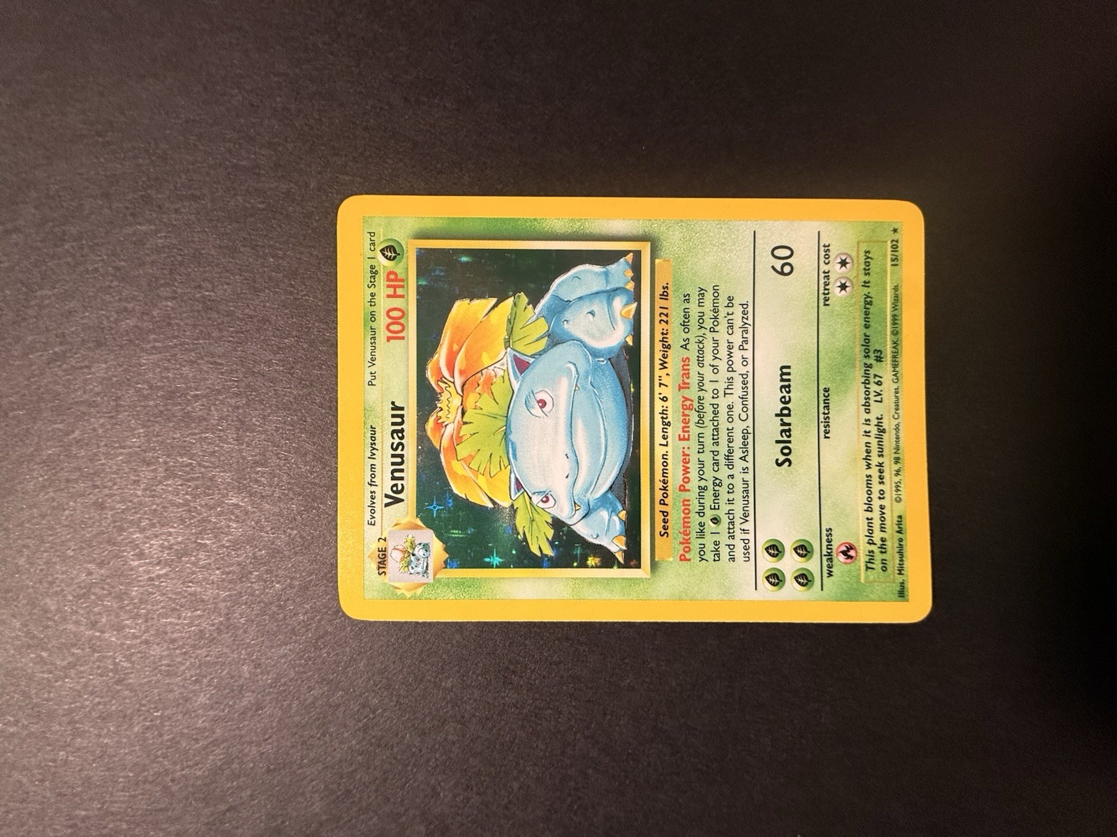 Pokemon TCG Base Set Venusaur 15/102 Holo Rare  English 1999 HIGH PSA CONTENDER
