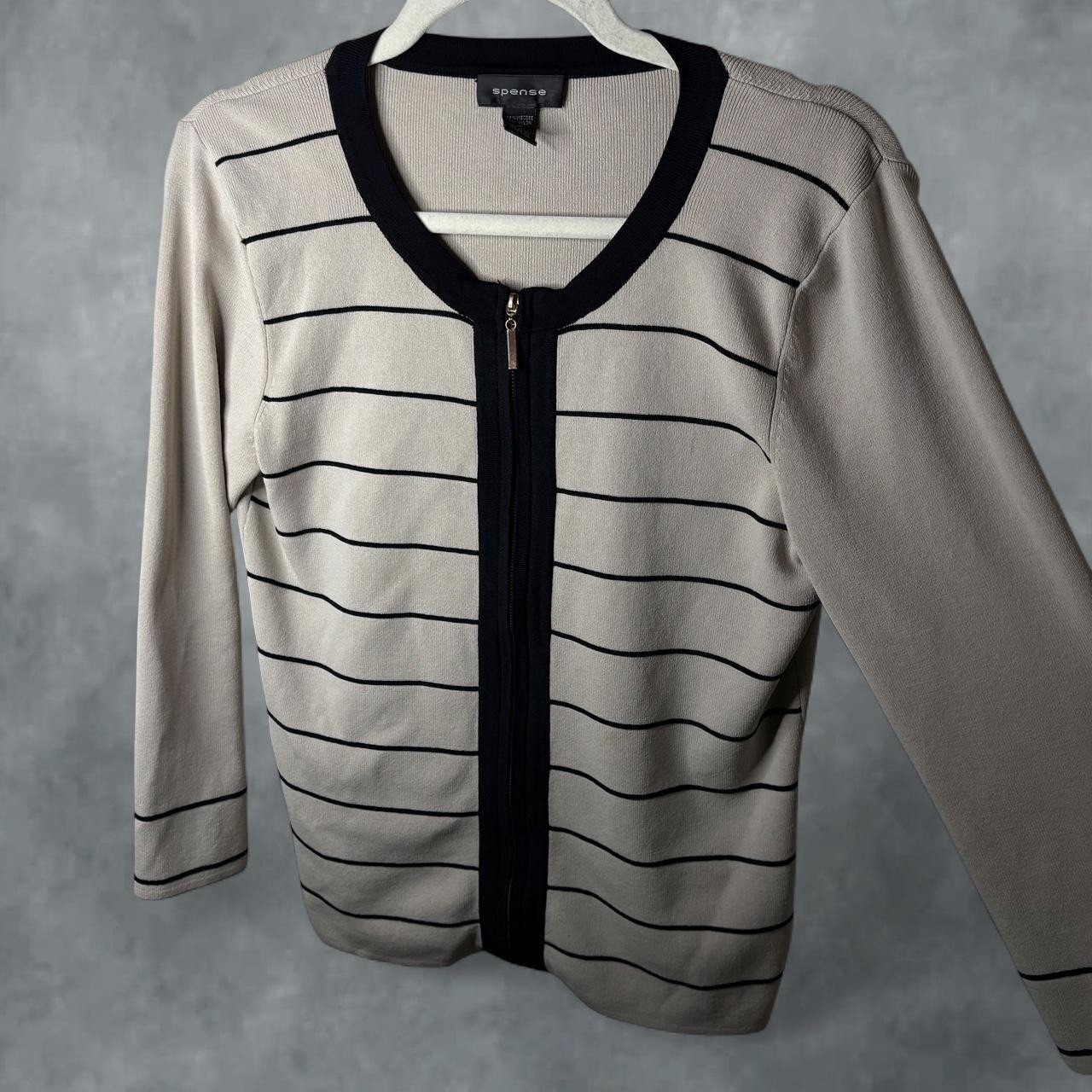 Spense Striped Full-Zip Knit Cardigan Women’s Medium Spense Striped Full-Zip Knit Cardigan Women’s Medium