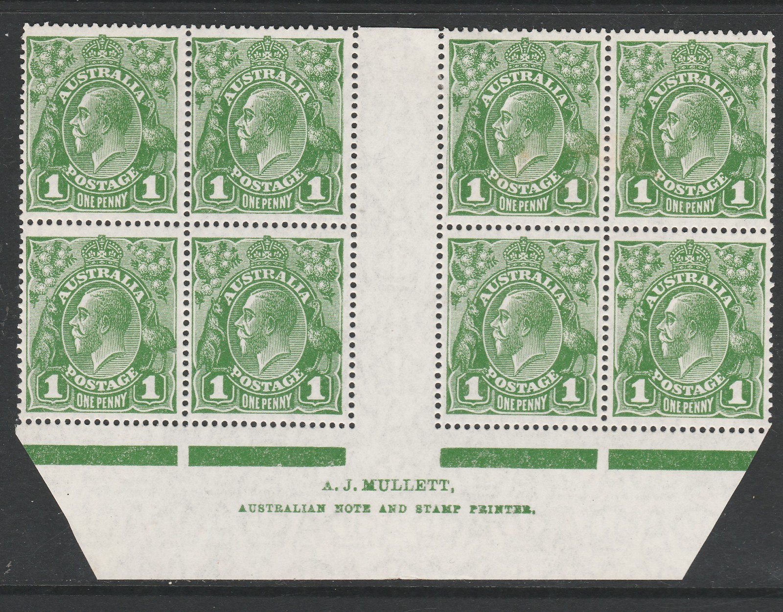 1927 KGV SMW 1d GREEN 1927 KGV SMW 1d GREEN