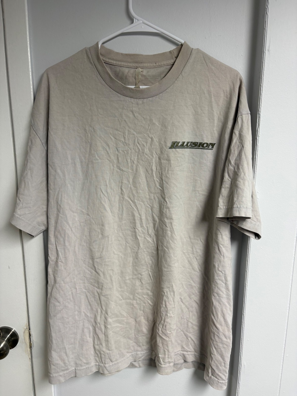 Vintage Jerzees Illusion Graphic T-Shirt XL Beige Cotton