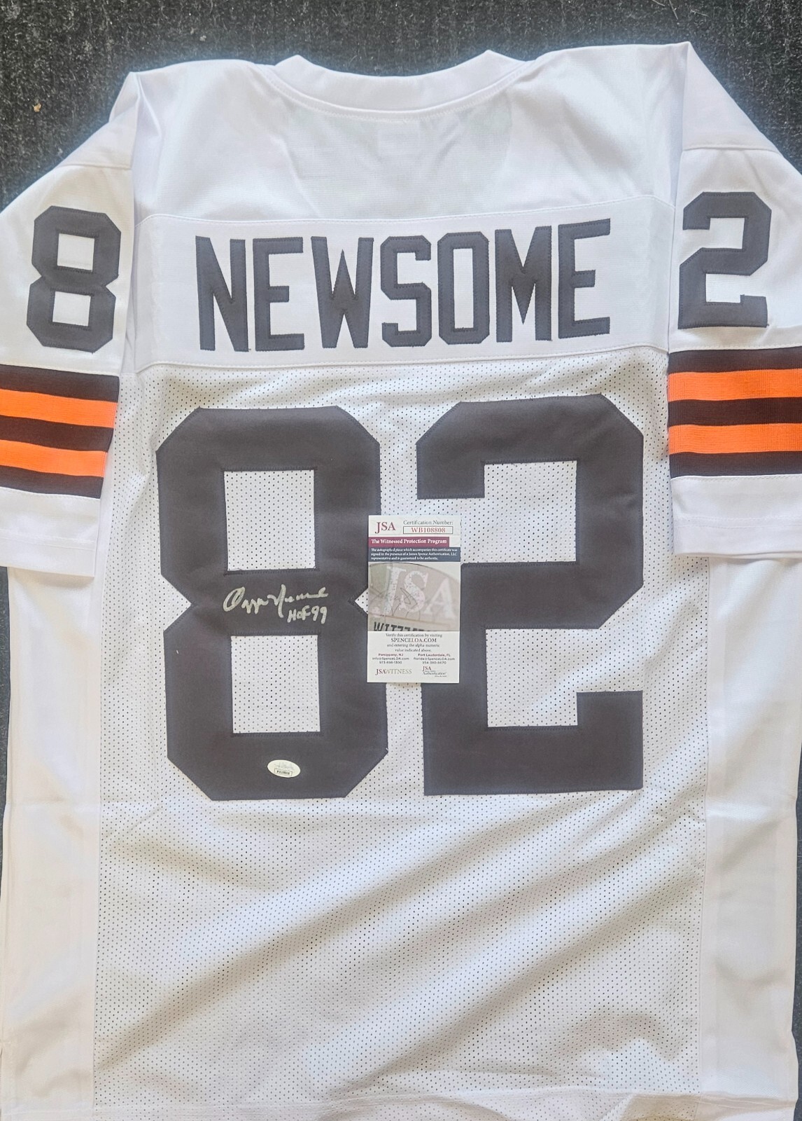 Ozzie Newsome White Custom XL Jersey HOF JSA Ozzie Newsome White Custom XL Jersey HOF JSA