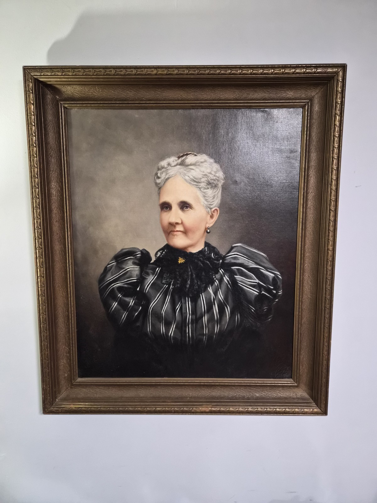 Large Antique 1927 Oil Painting Portrait Victorian Woman Signed H M Wegner
