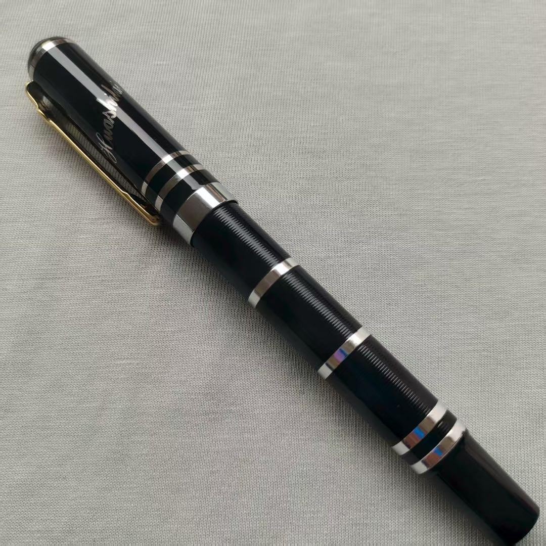 Title: Chami Metal Fountain Pen 14K Gold Nib Black Steel Body Japan New Charact