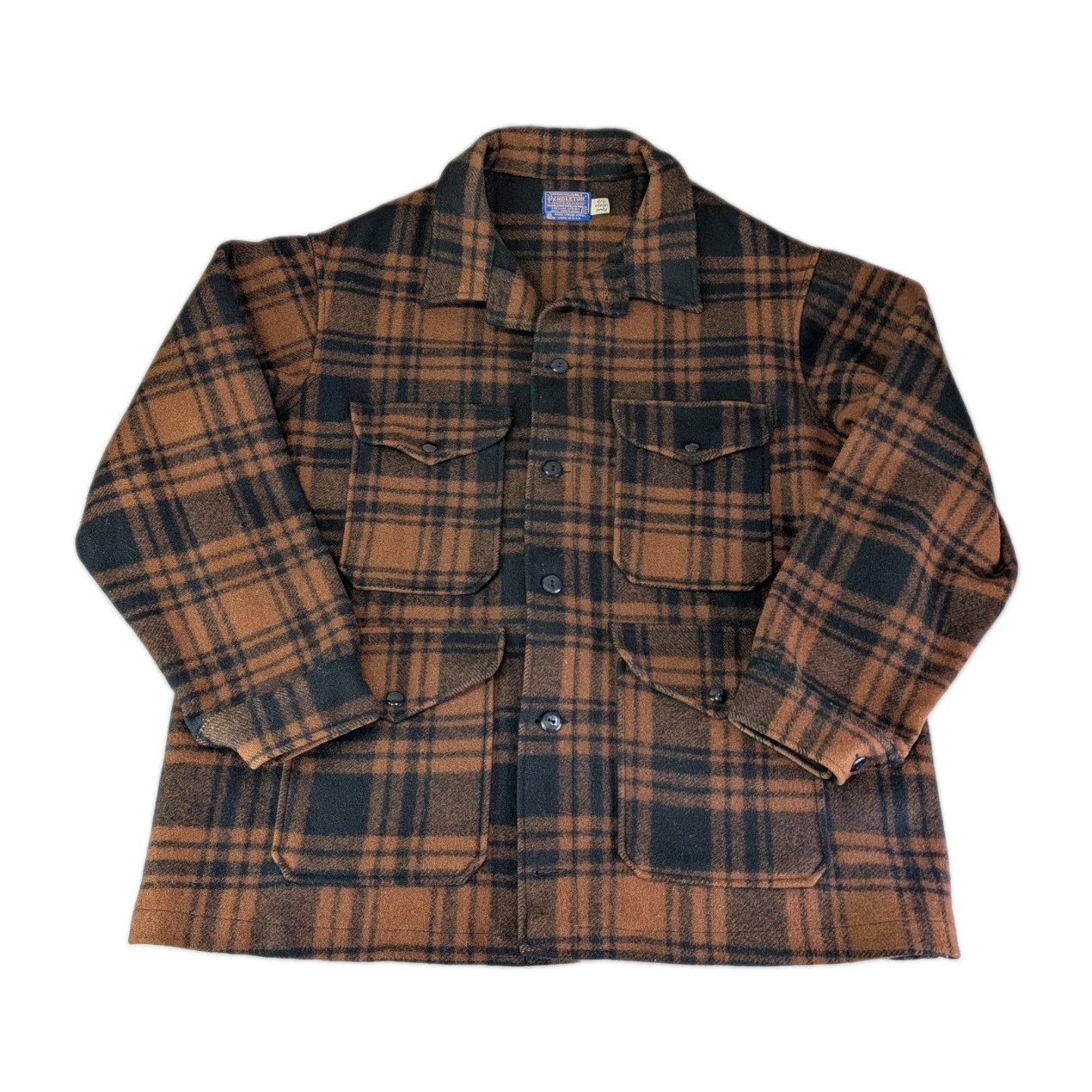 Vintage Pendleton Mackinaw Cruiser Wool Jacket Men\'s XL USA Made Brown Black