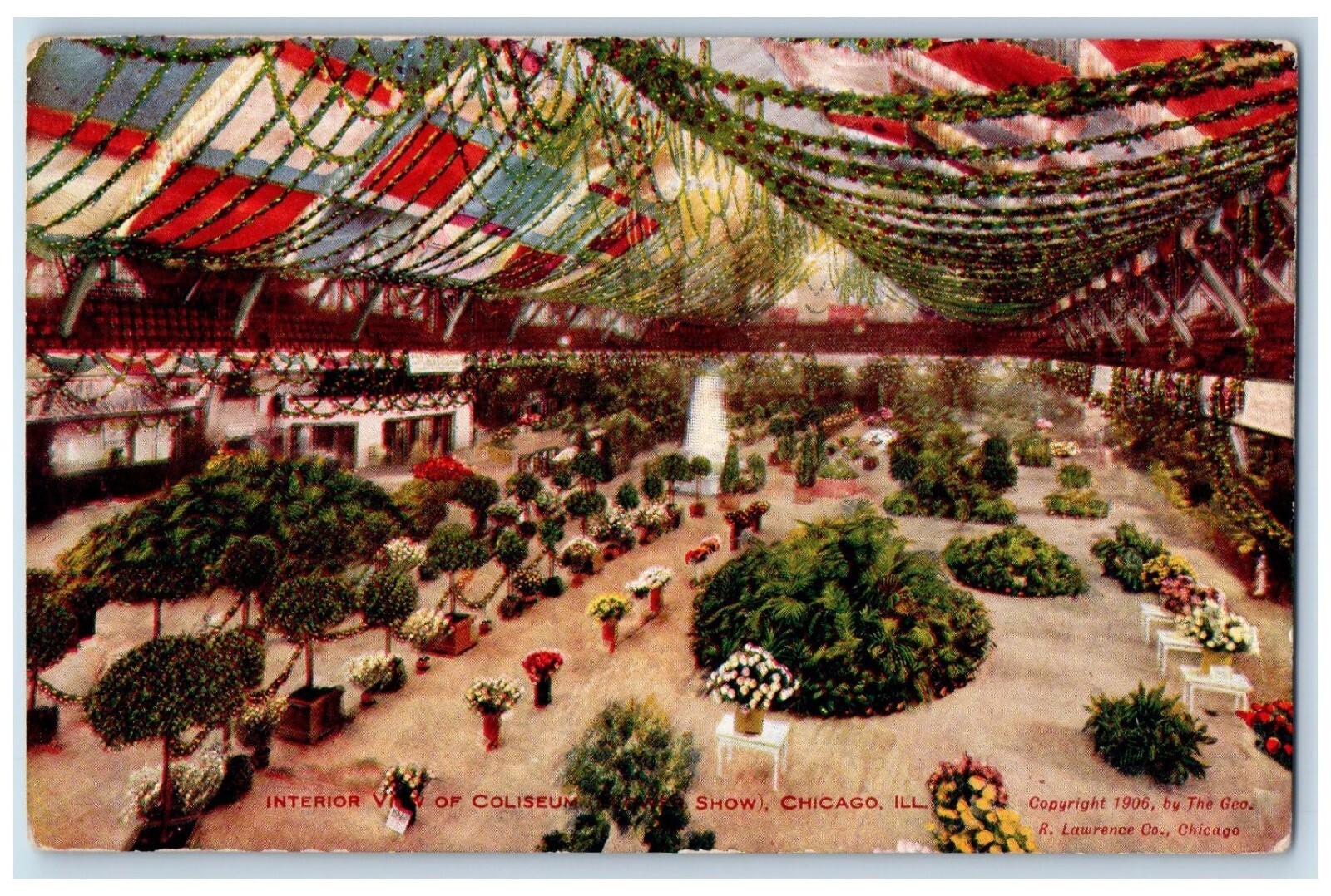 c1910\'s Interior View Of Coliseum Flower Show Chicago Illinois IL Postcard