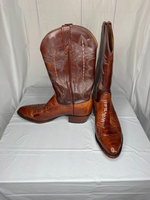 Lucchese 1883 ostrich-leg boots size 11D Congac Great Condition Vintage Rare