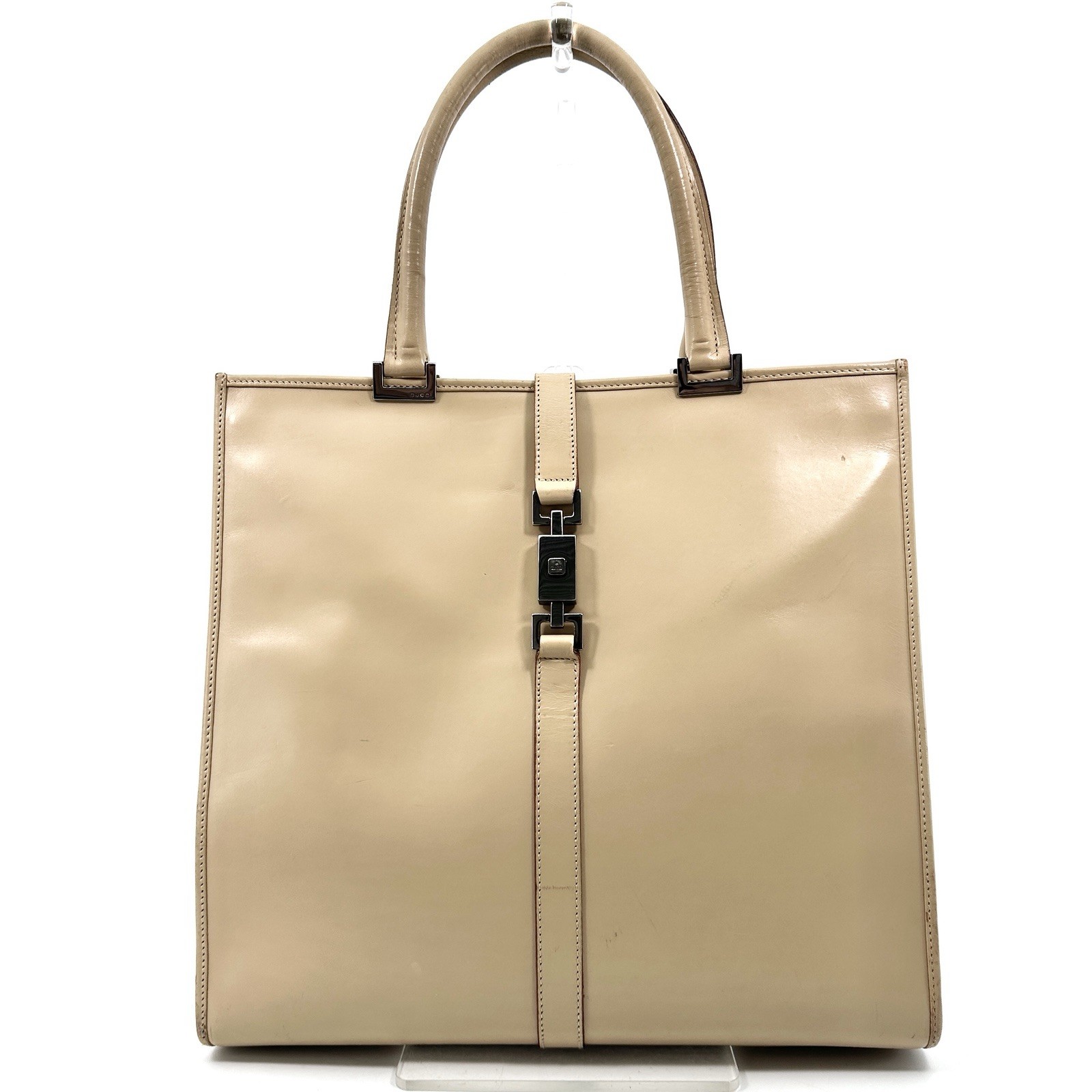 DDP Auth Vintage GUCCI Jackie Beige Leather Hobo Shoulder Bag Piston Lock Vtg 90