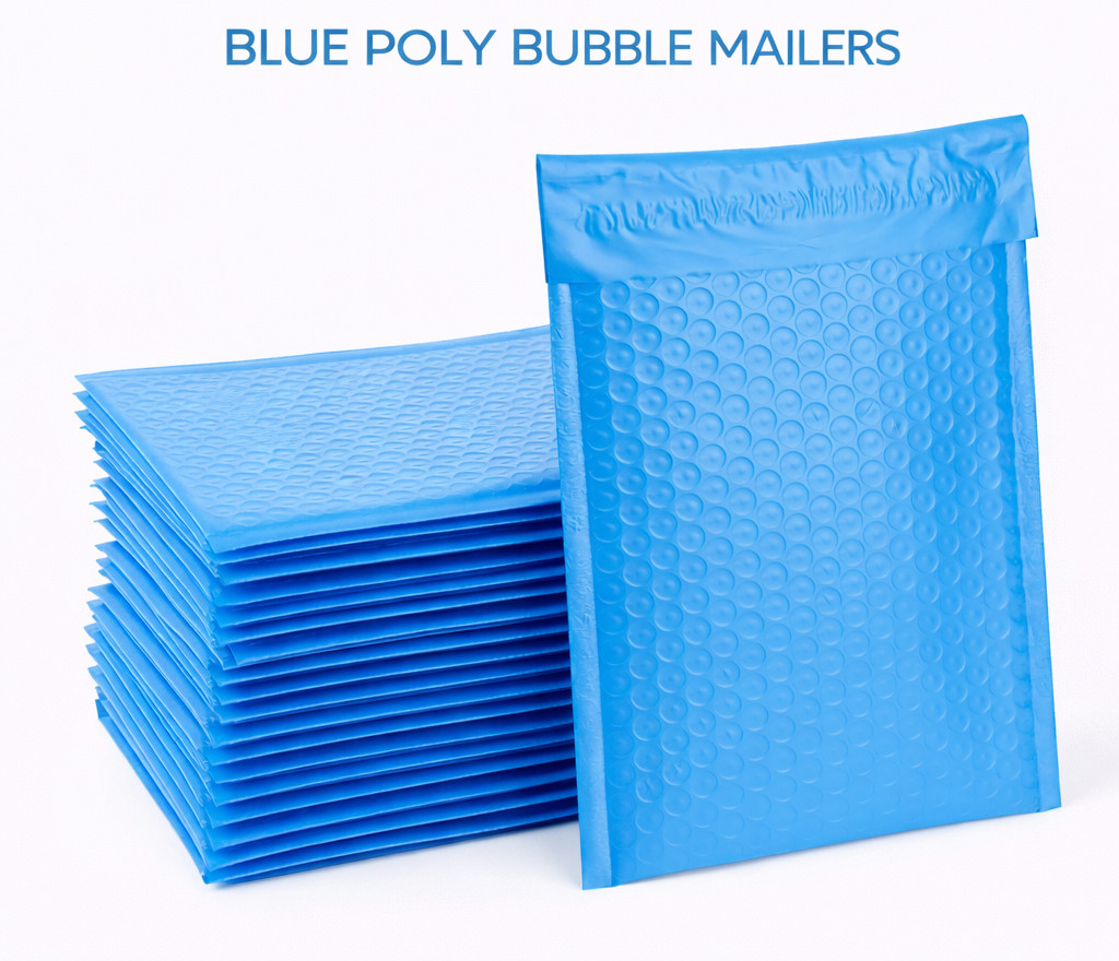 1000 Bulk Blue Poly Bubble Mailers #000 4x8 Water Resistant Padded Envelopes