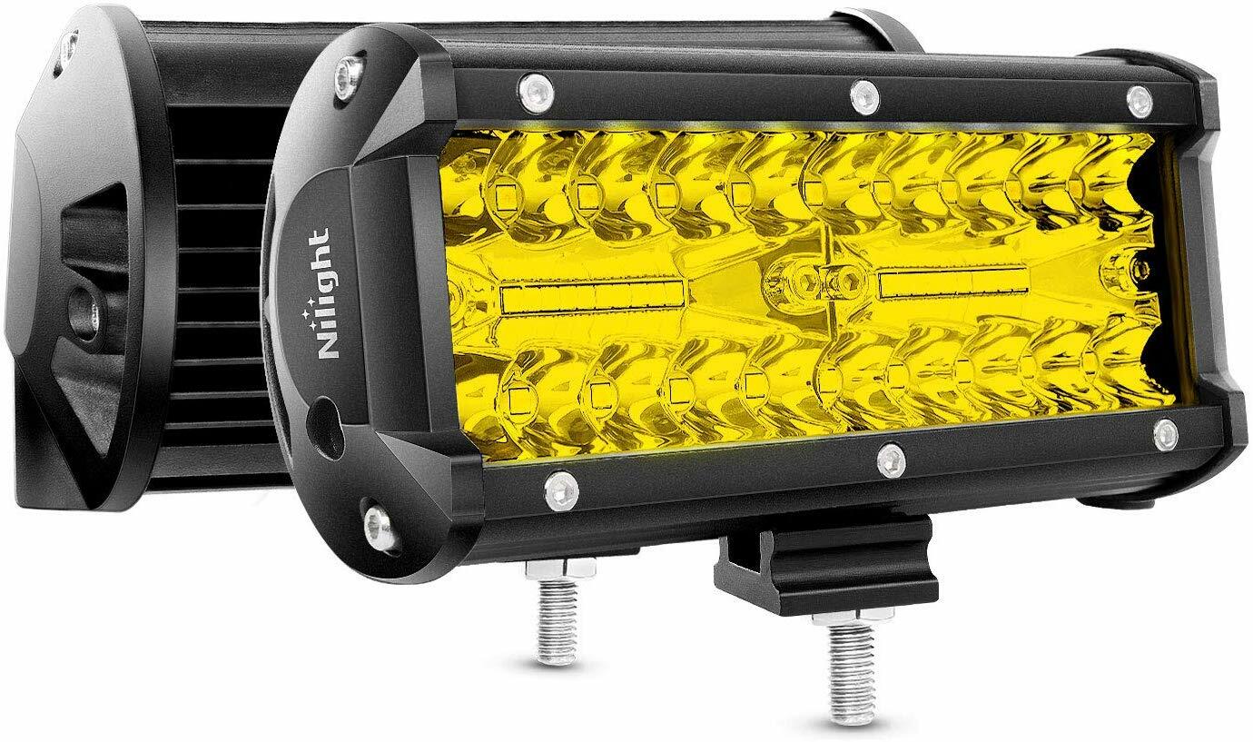 Nilight 2Pcs 6.5 Inch 120W Yellow Flood Spot Combo Triple Row Driving Lamp LED Nilight 2Pcs 6.5 Inch 120W Yellow Flood Spot Combo Triple Row Driving Lamp LED