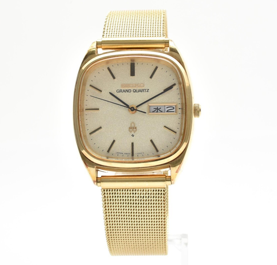 [Excellent+5] SEIKO Grand Quartz 4843-5100 Vintage Gold Men's Watch From Japan