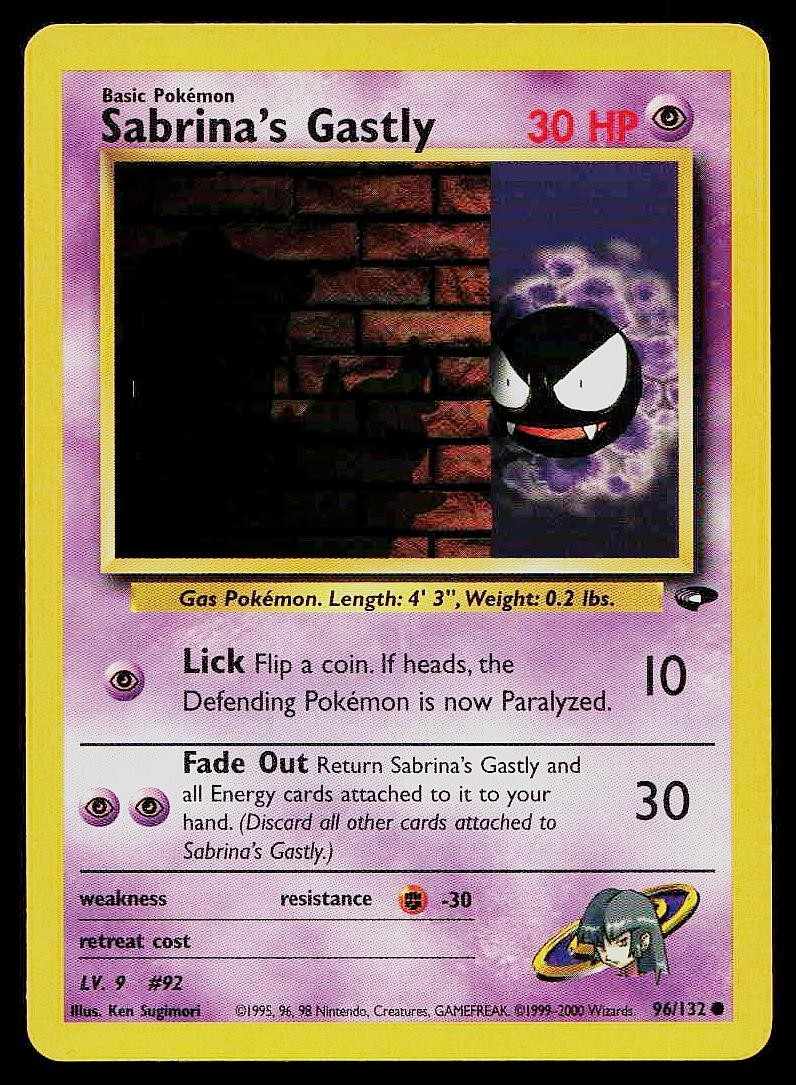 Pokemon Card Gym Challenge Sabrina's Gastly 96/132 Unlimited Common