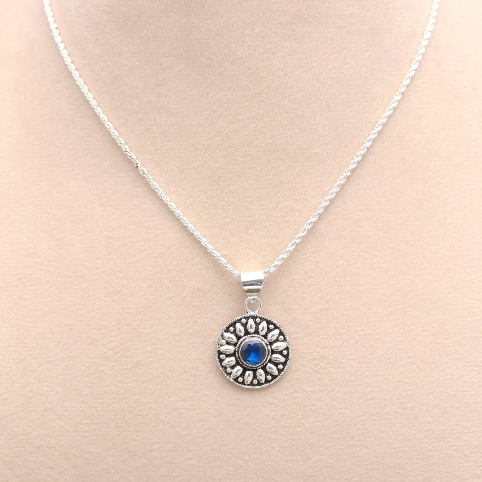 Blue Topaz Silver Pendant Necklace, Blue Gemstone Jewelry, Elegant Gift