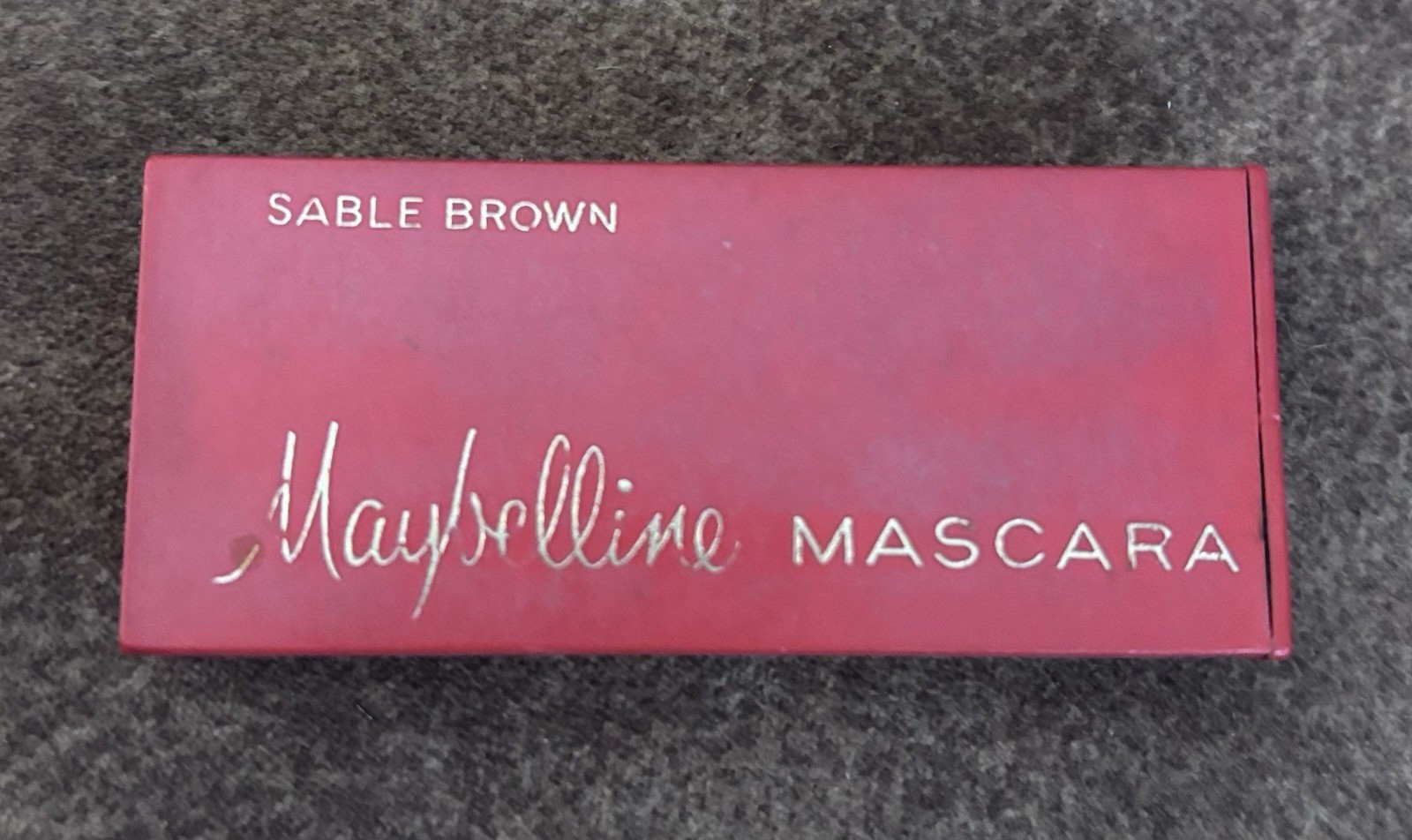 1960 Maybelline Mascara Sable Brown Script Logo Box Vtg Cosmetic Ephemera