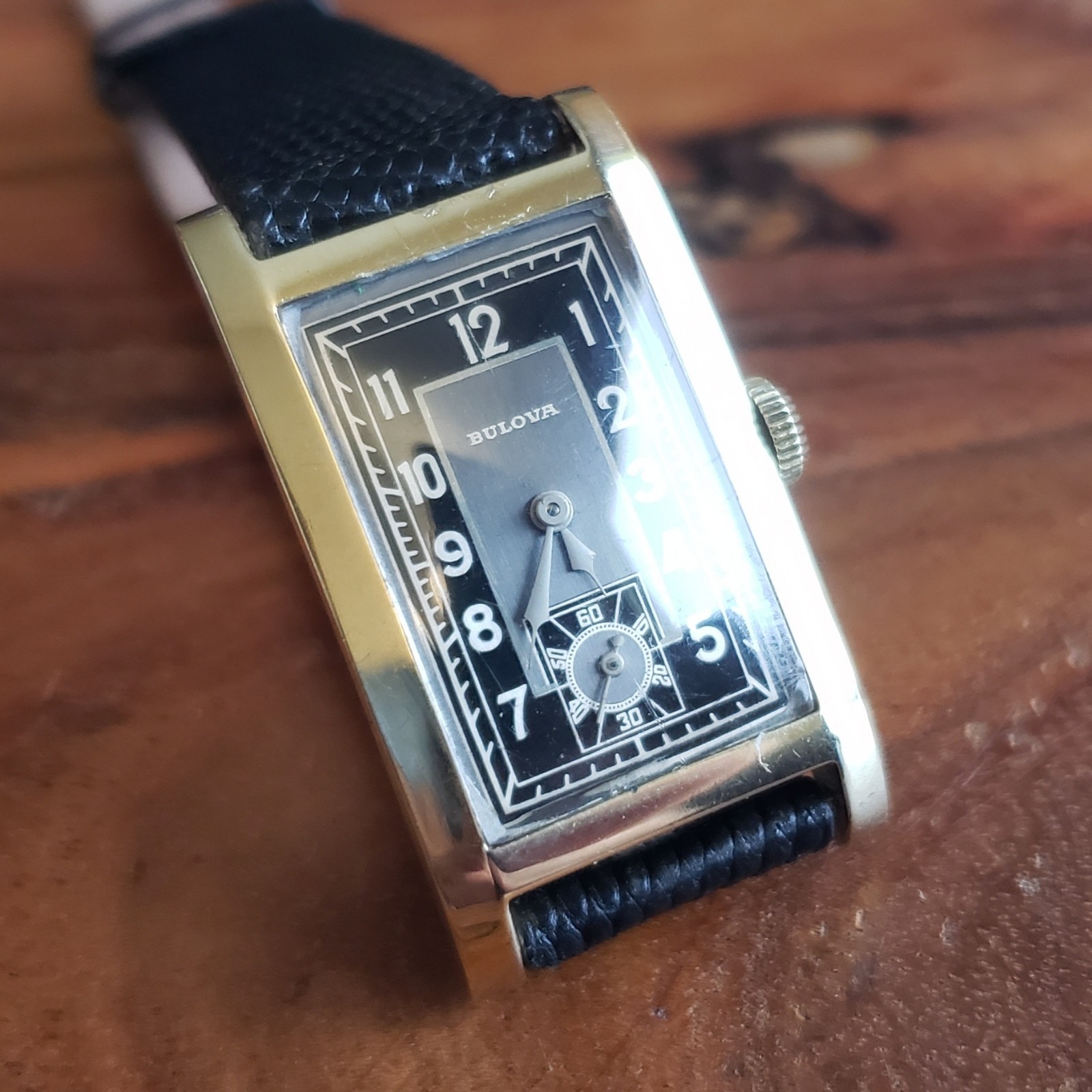 1939 Bulova Tank Art Deco Men\'s Vintage Wristwatch Manual Wind 17J Cal. 7AP