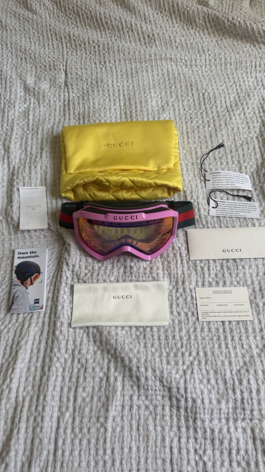Gucci NEW GG1210S 004Pink Multi Colors Ski Snowboard Goggles ZEISS Mirrored Lens