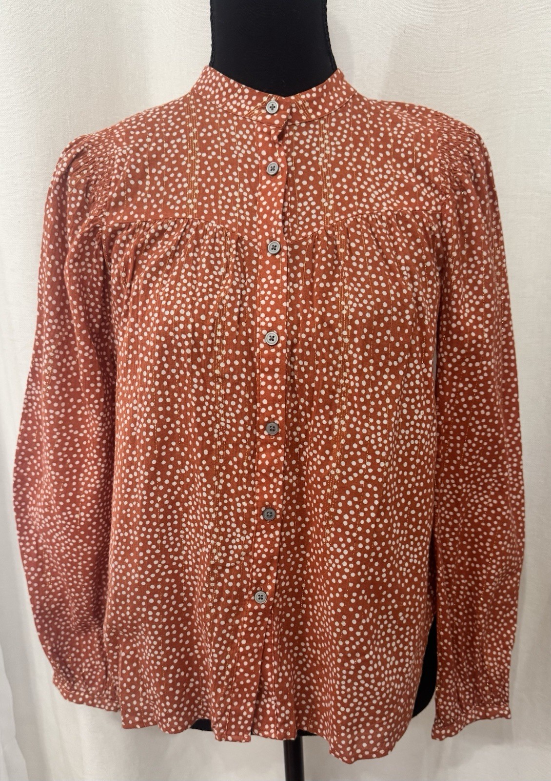 Loft Women\'s Long Sleeve Button-Up Blouse Fall Orange Size Small Petite Loft Women\'s Long Sleeve Button-Up Blouse Fall Orange Size Small Petite