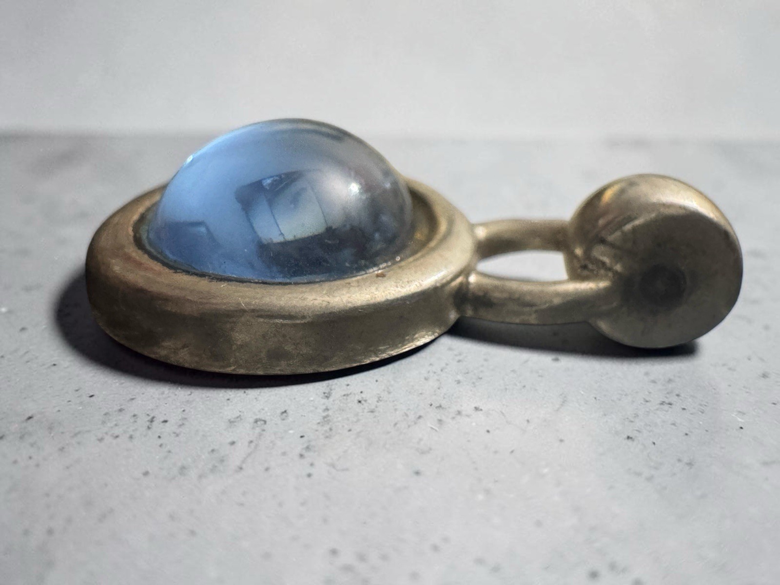 Vintage Sterling Silver Blue Cabochon Pendant Modernist Artisan Statement Vintage Sterling Silver Blue Cabochon Pendant Modernist Artisan Statement
