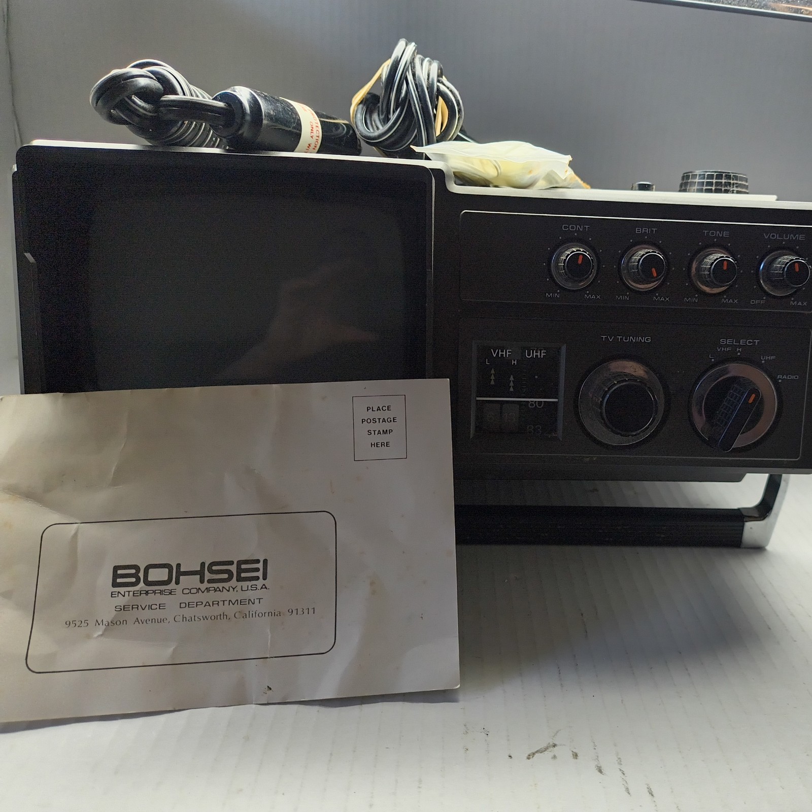 Vintage 1982 Bohsei TR-0058 Portable 5” TV W/ AM/FM Radio VTG 80s TESTED WORKS Vintage 1982 Bohsei TR-0058 Portable 5” TV W/ AM/FM Radio VTG 80s TESTED WORKS
