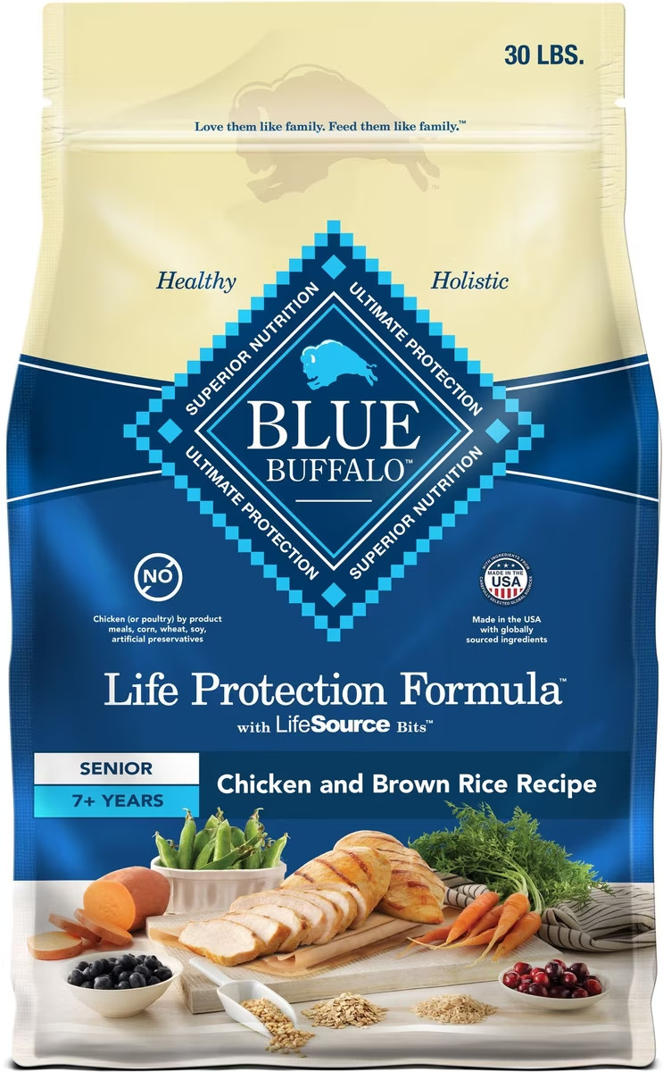 Blue Buffalo Life Formula Senior Chicken & Brown Rice Recipe Dry Dog Food, 30 lb