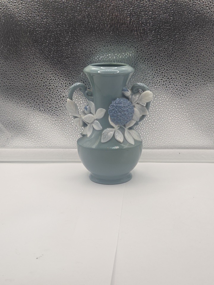 Vintage Weller Blue Cameo Double Handled Vase USA Pottery