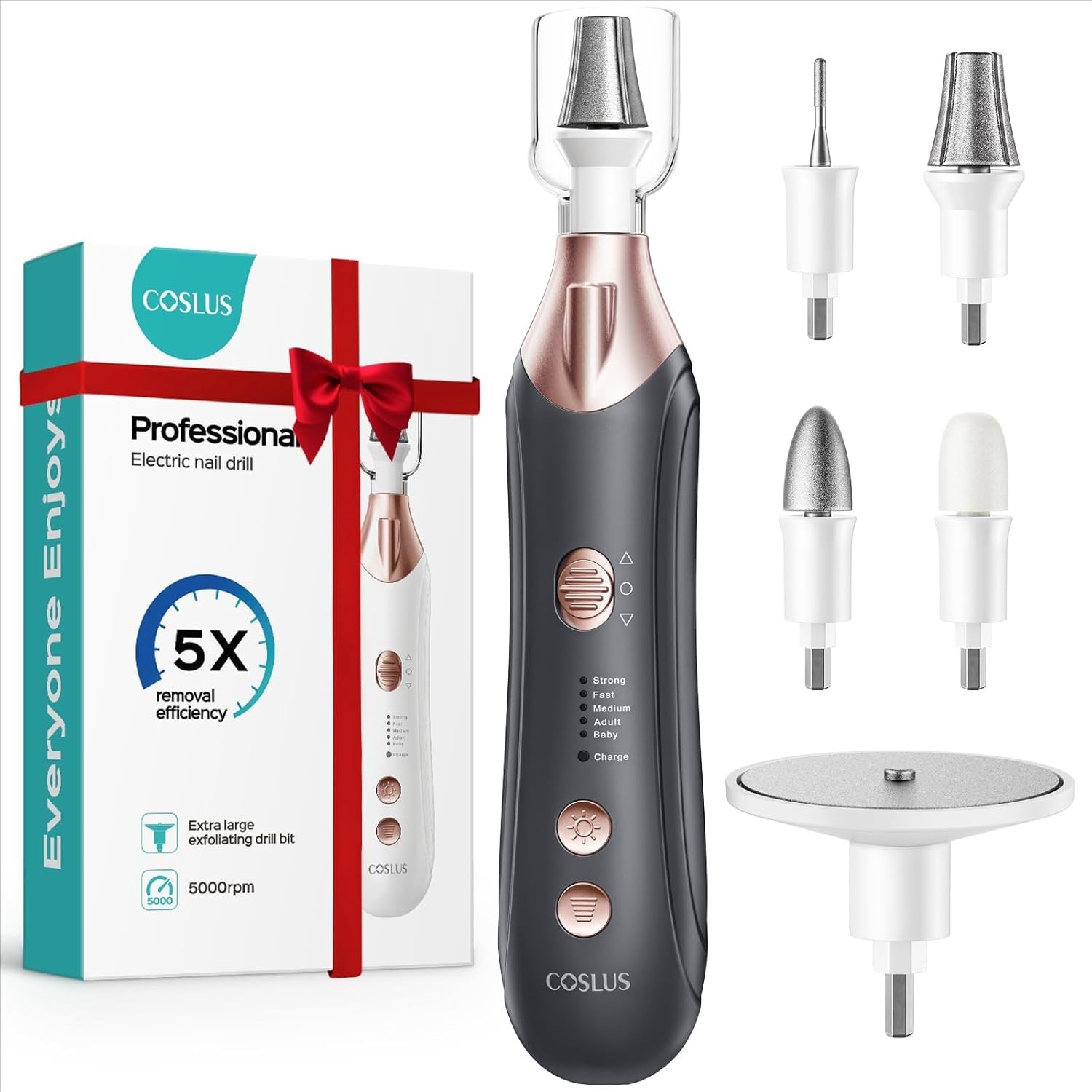 COSLUS Professional Manicure Pedicure Kit, 5-in-1 Electric Nail File Black COSLUS Professional Manicure Pedicure Kit, 5-in-1 Electric Nail File Black
